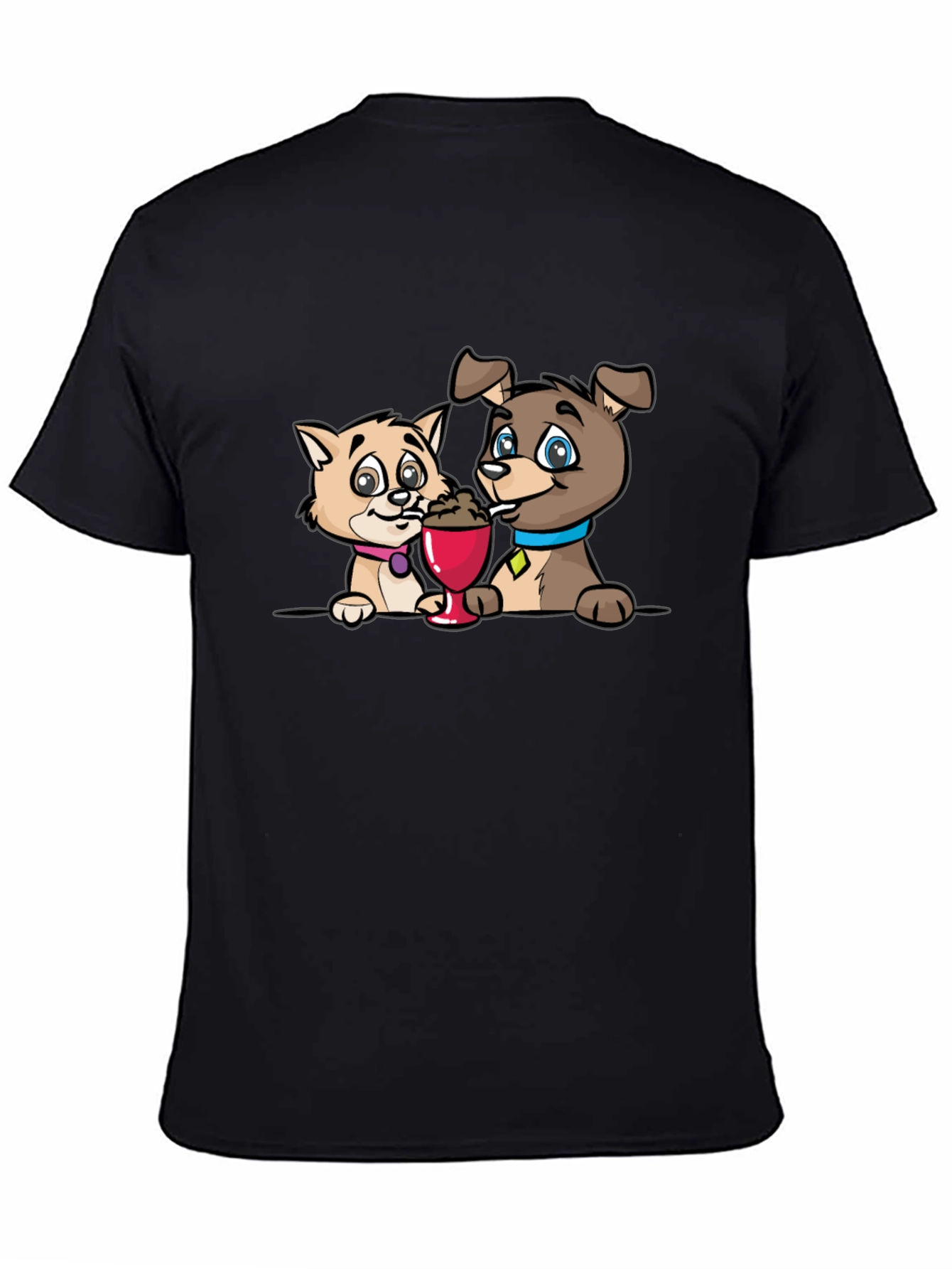 Cartoon Cat and Dog Ice Cream T-Shirt