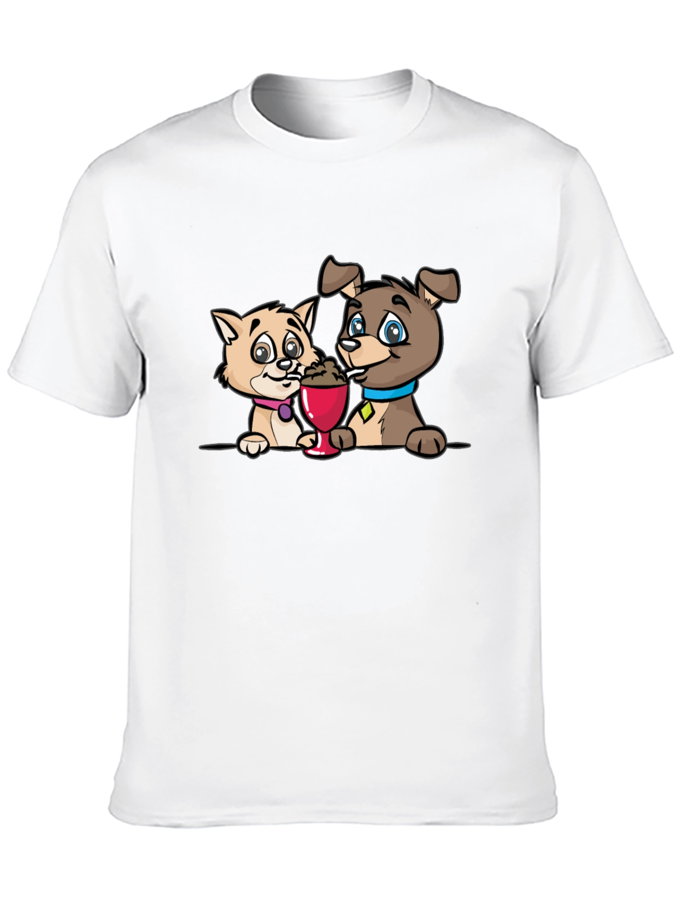 Cartoon Cat and Dog Ice Cream T-Shirt