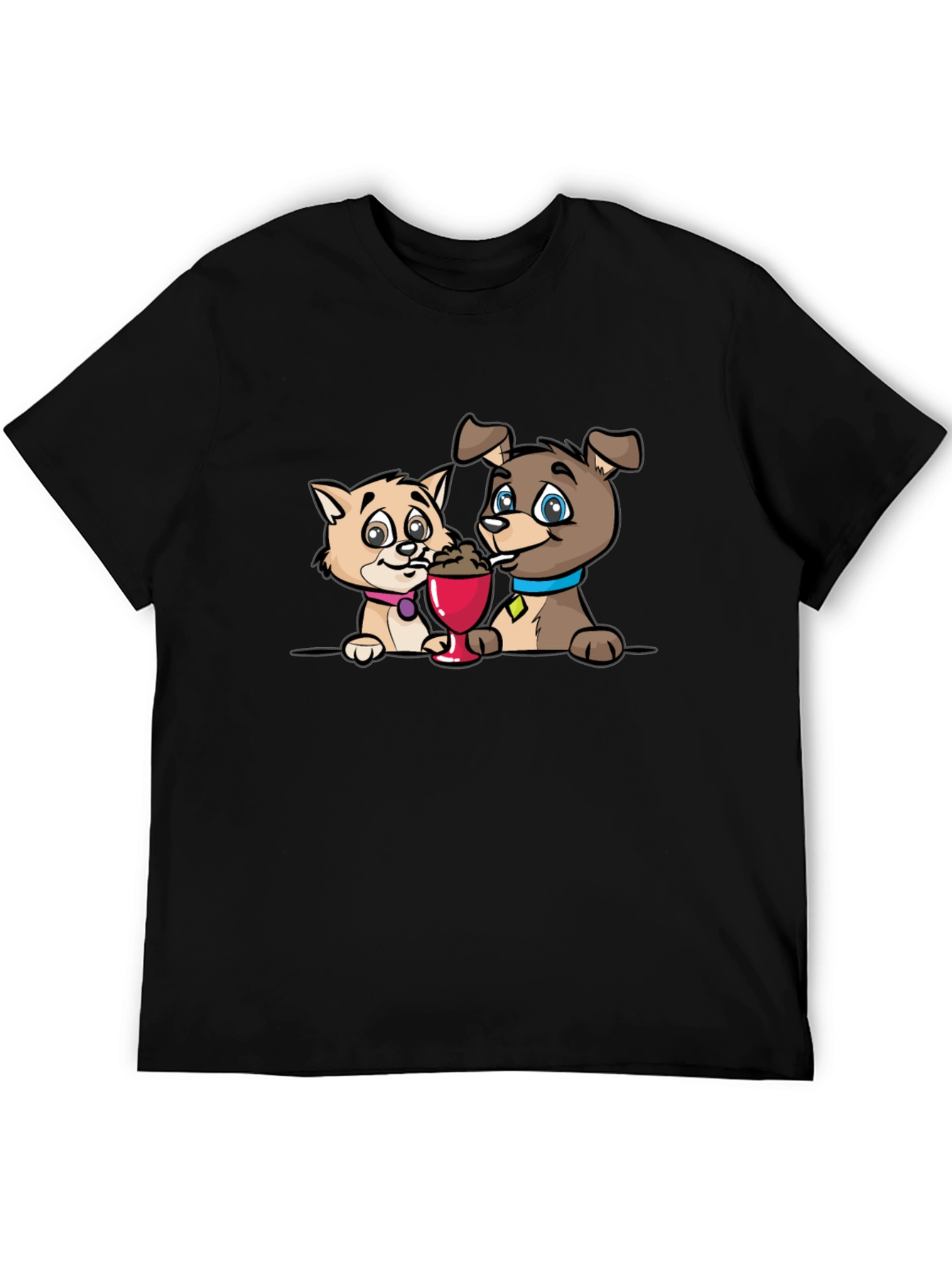 Cartoon Cat and Dog Ice Cream T-Shirt