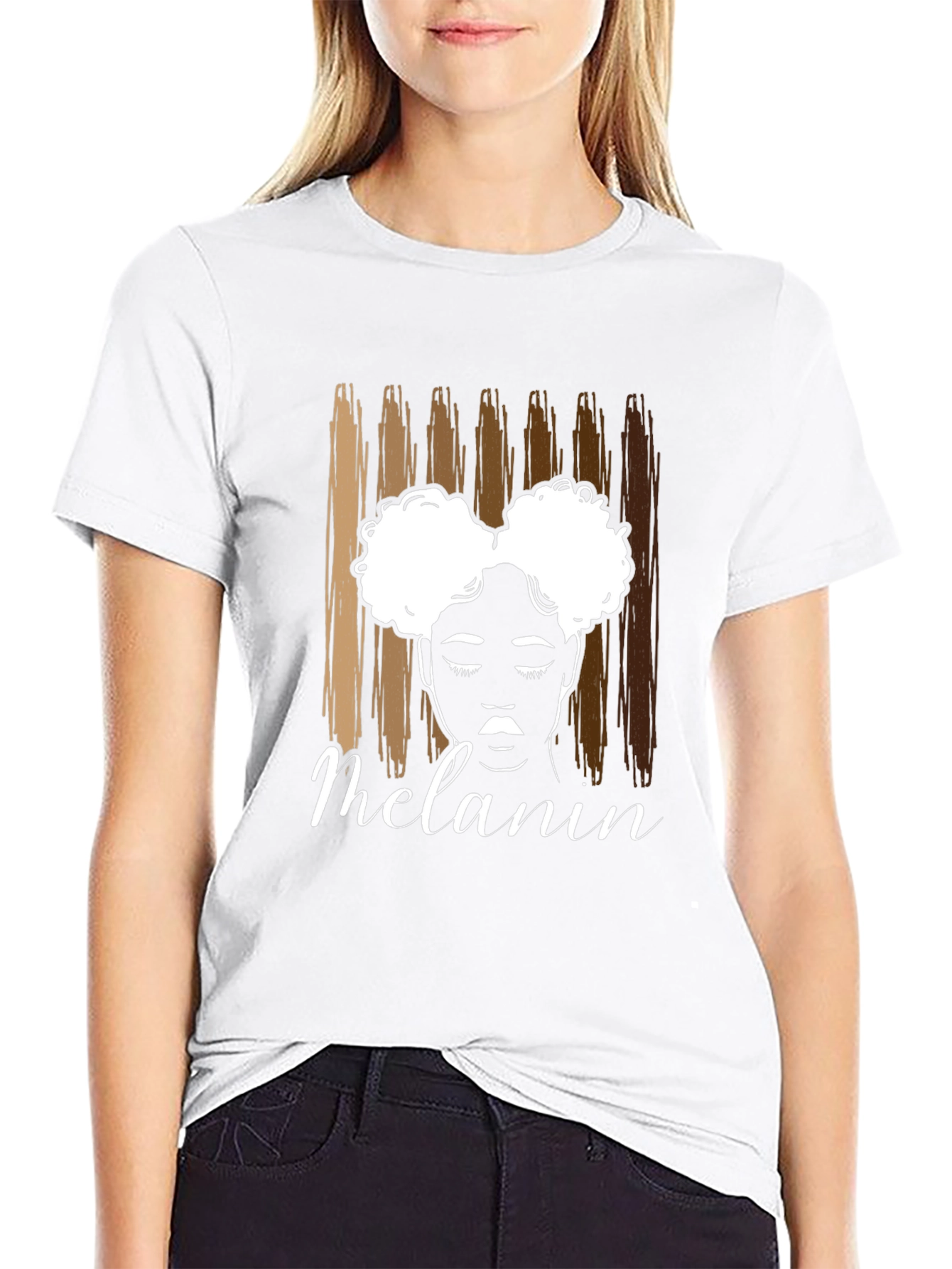 Melanin Queen T-Shirt - Afro Puff Hair Design