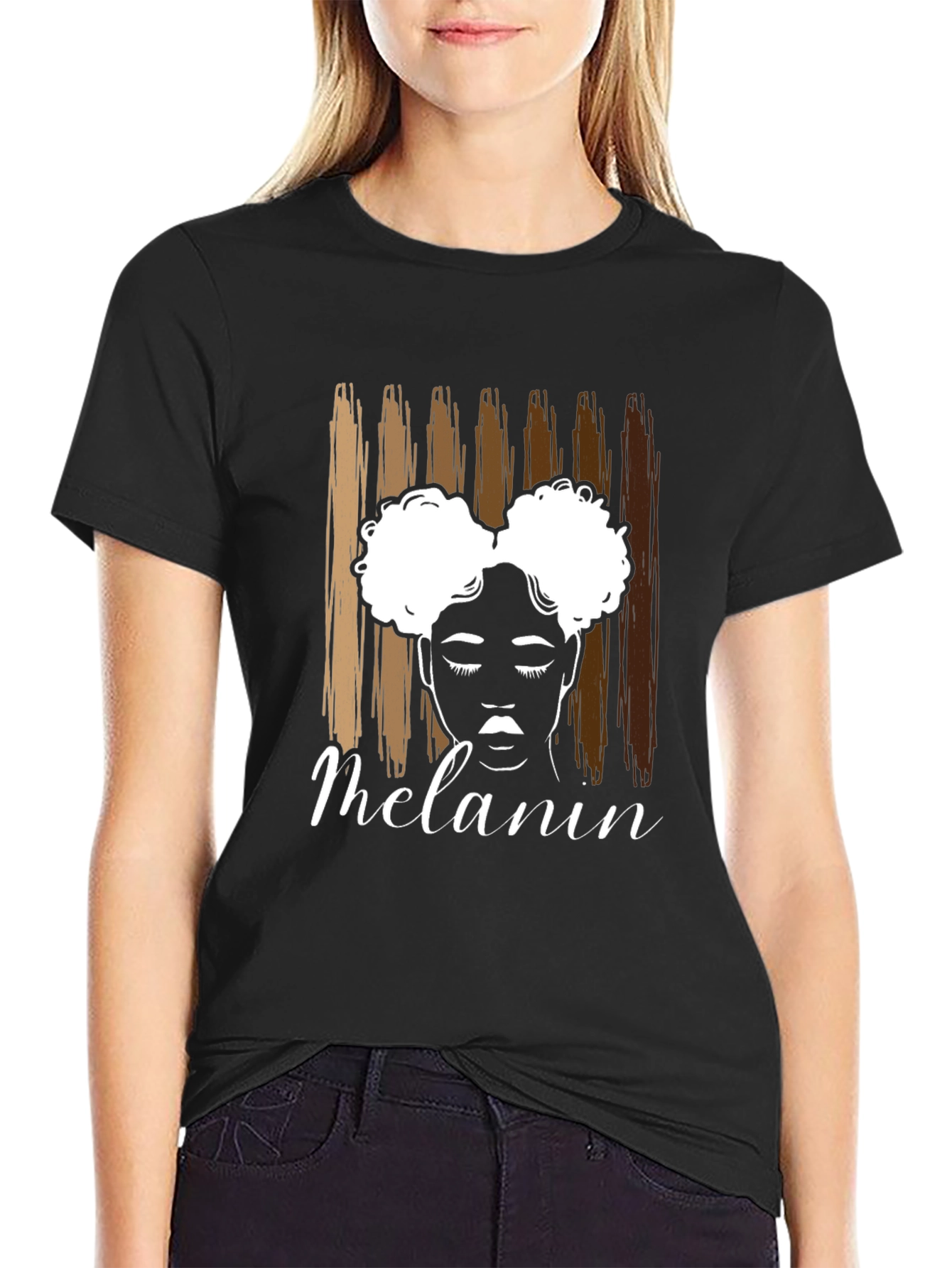 Melanin Queen T-Shirt - Afro Puff Hair Design