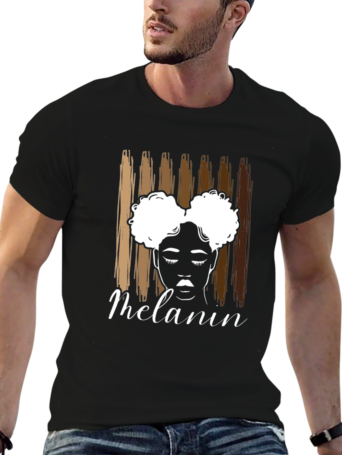 Melanin Queen T-Shirt - Afro Puff Hair Design