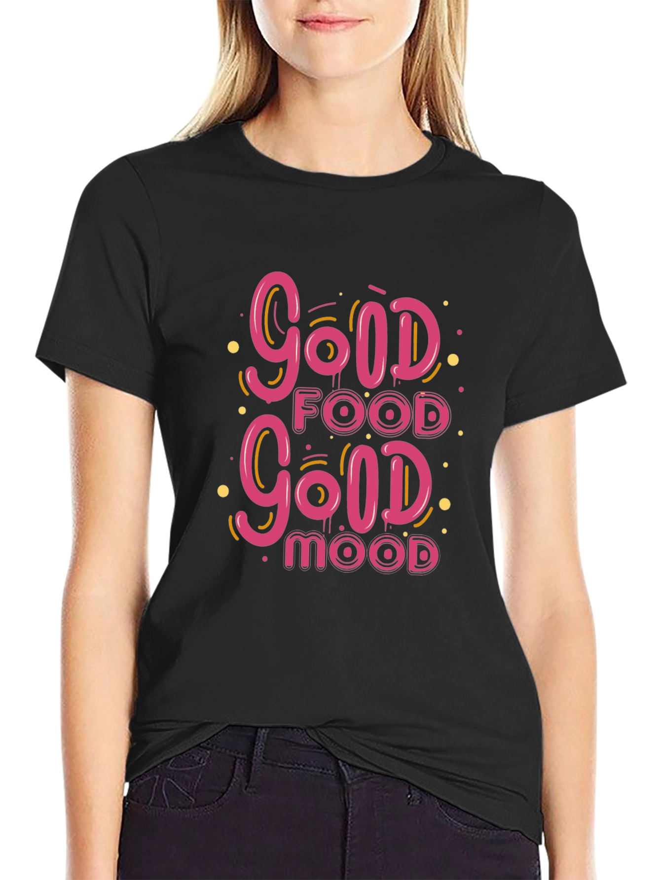 Good Food Good Mood Black Graphic Tee