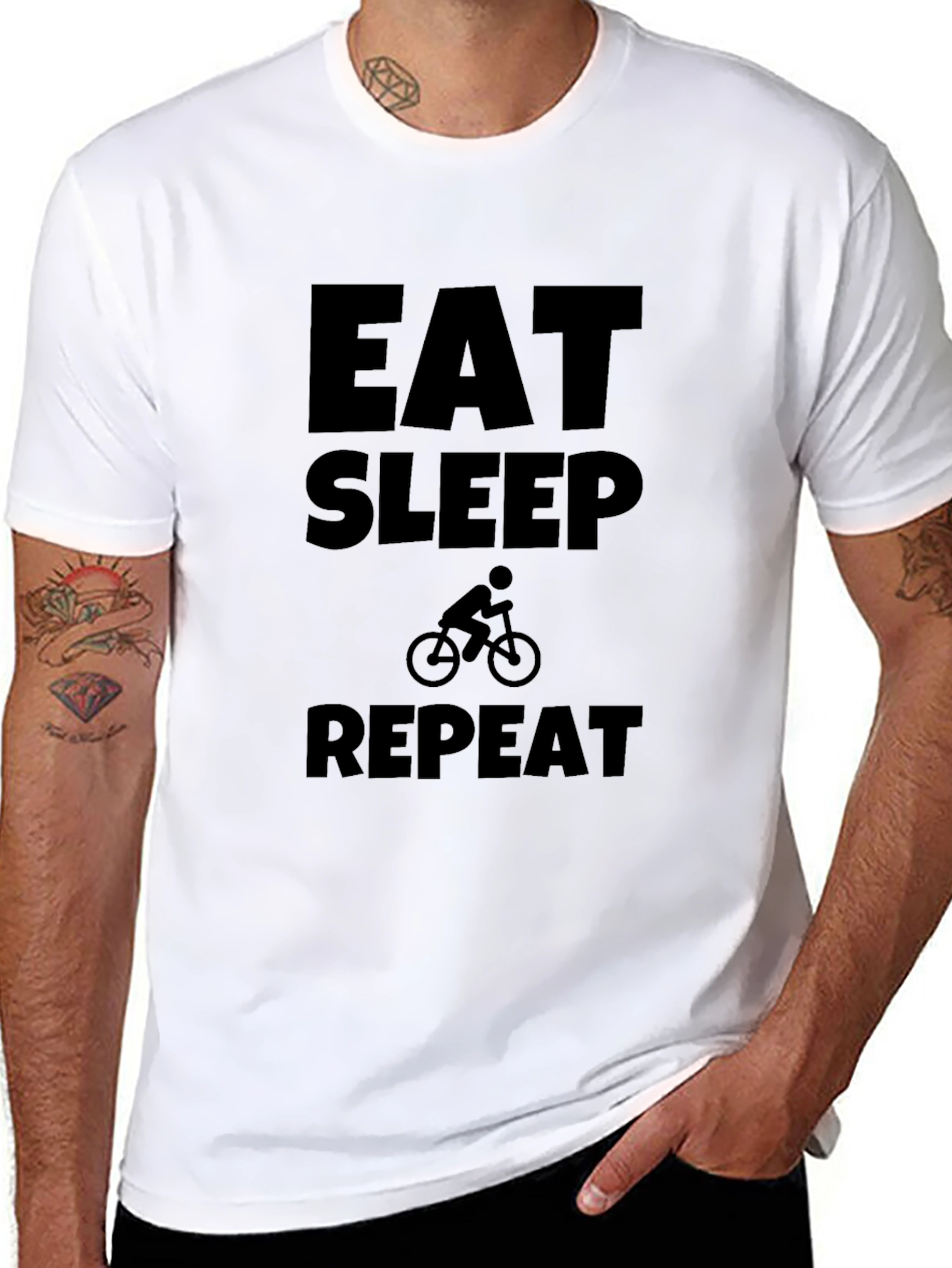 Eat Sleep Bike Repeat Black Graphic Tee