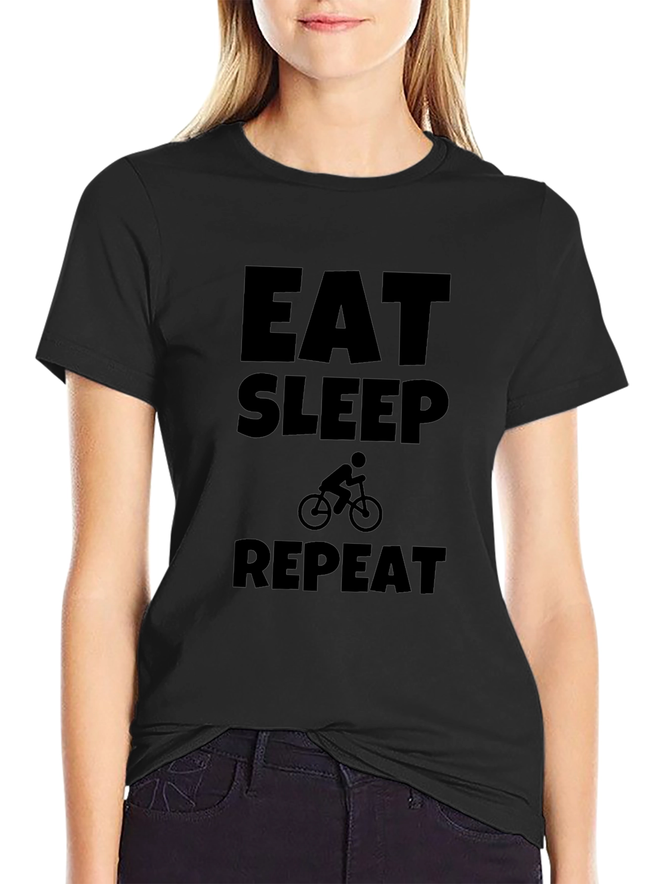 Eat Sleep Bike Repeat Black Graphic Tee