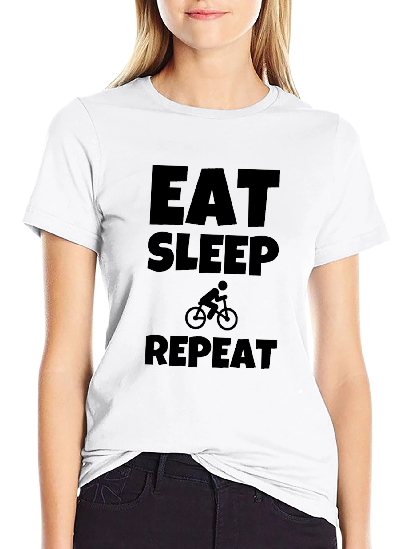 Eat Sleep Bike Repeat Black Graphic Tee