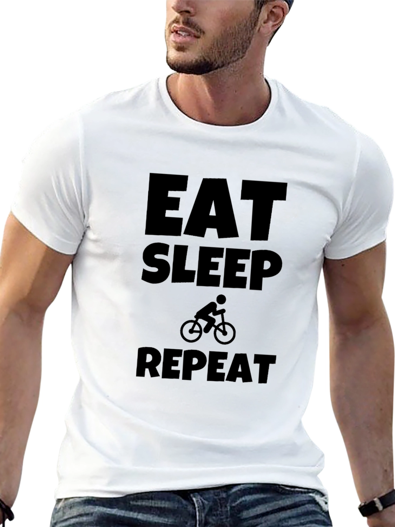 Eat Sleep Bike Repeat Black Graphic Tee