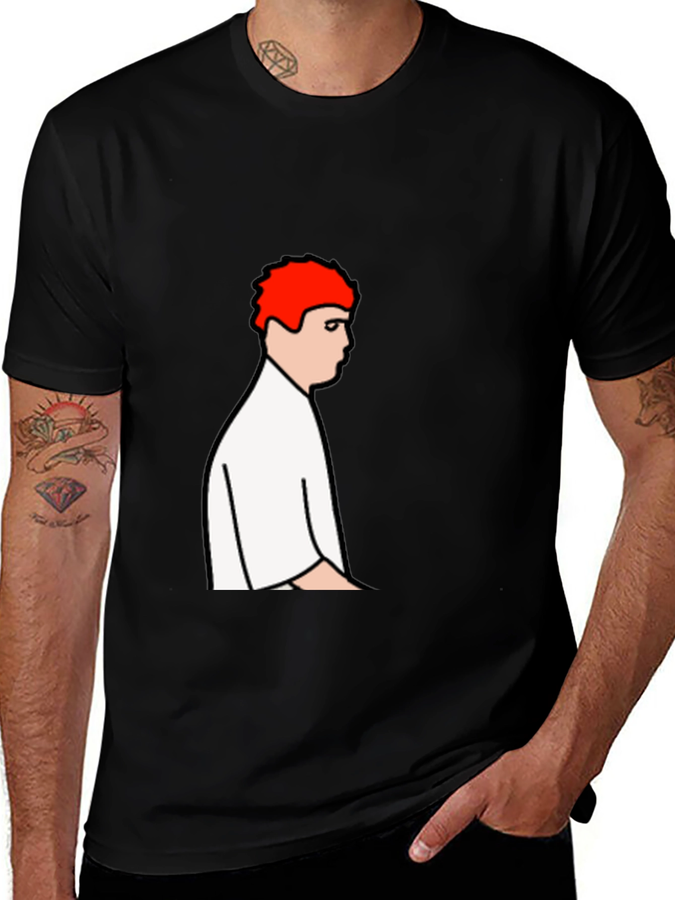 Cartoon Man Black T-Shirt - Unique Graphic Tee