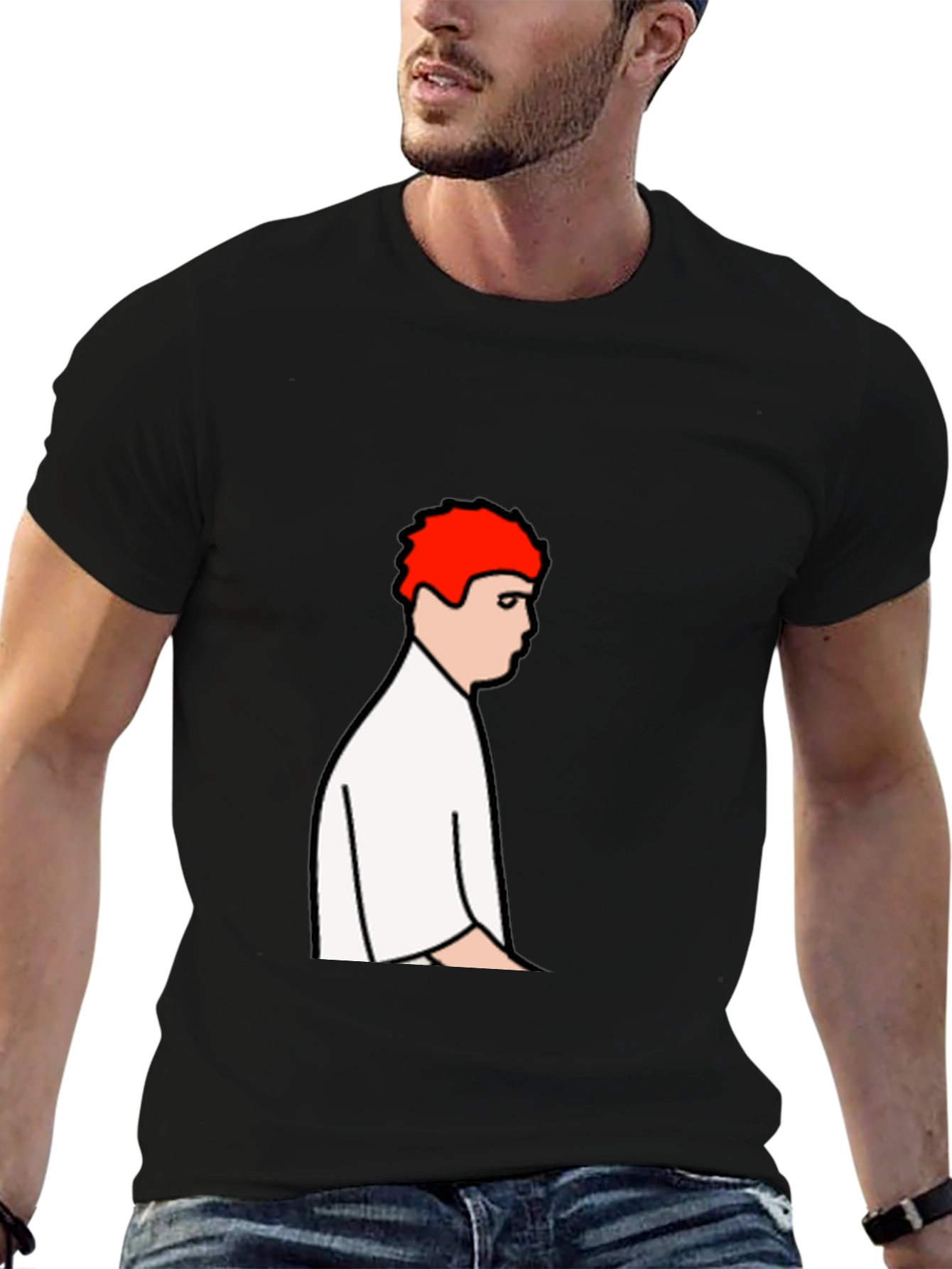 Cartoon Man Black T-Shirt - Unique Graphic Tee