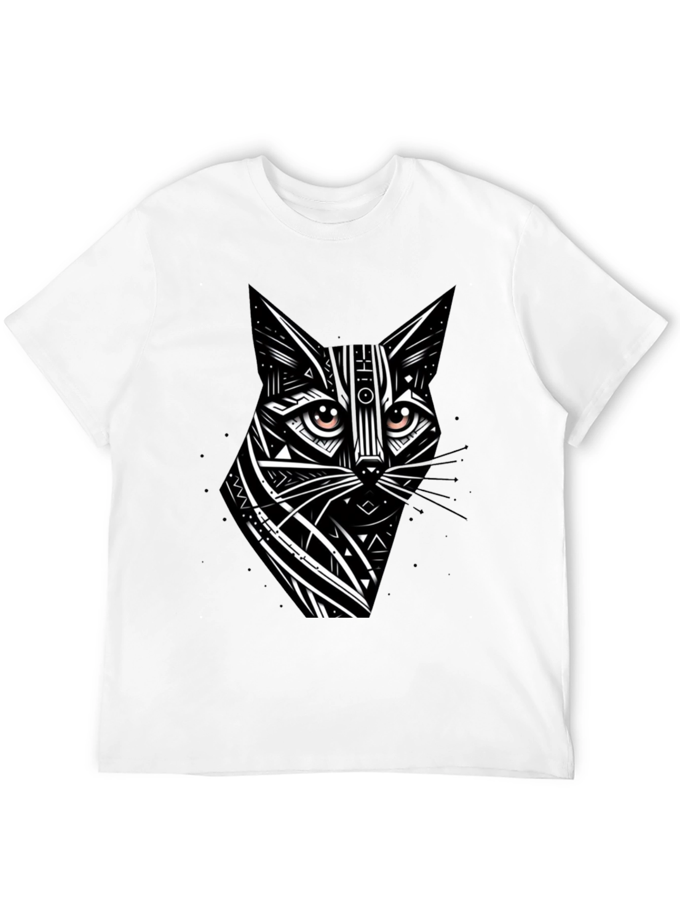 Tribal Cat Graphic Black T-Shirt