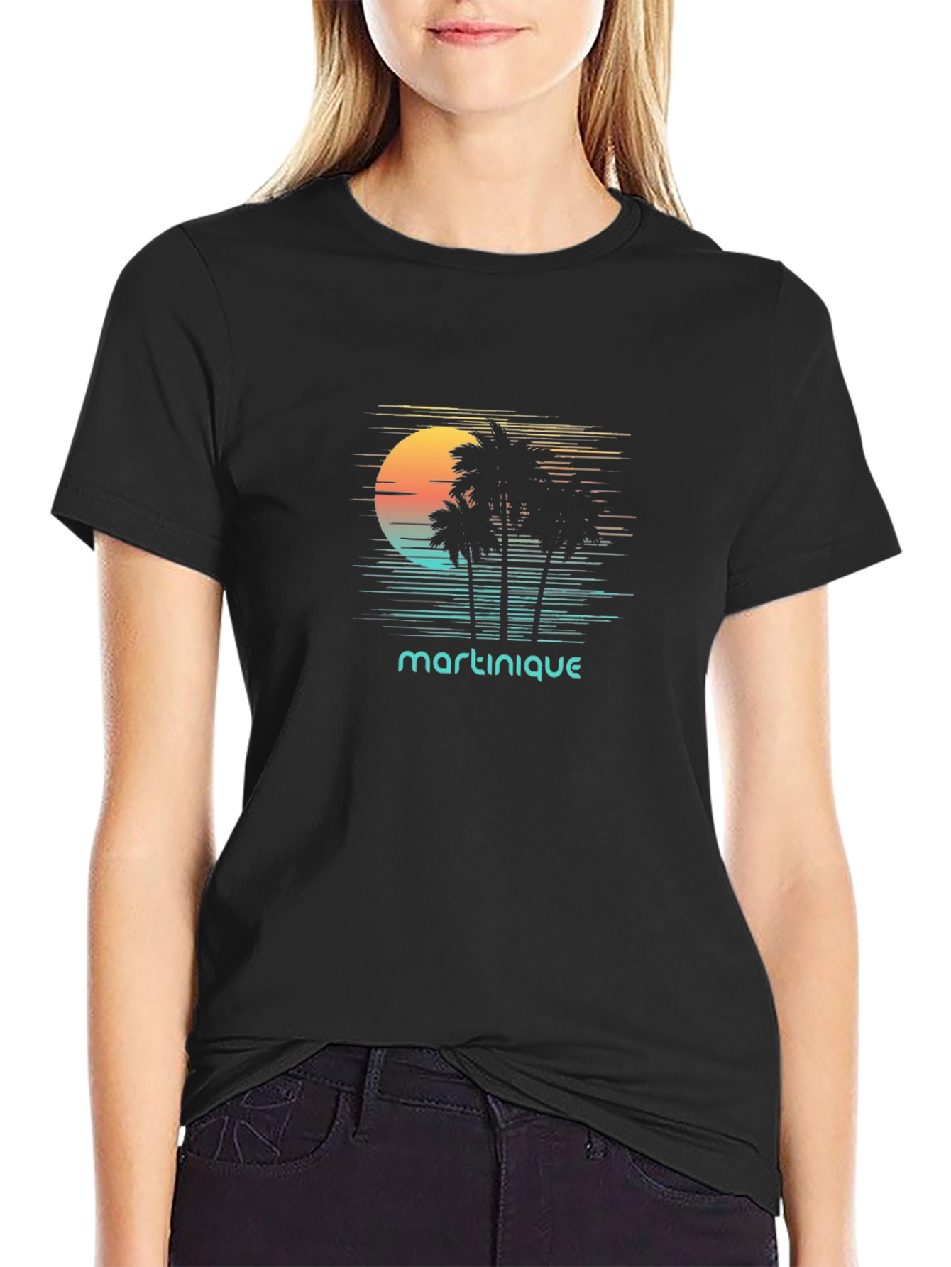 Martinique Palm Tree Sunset Graphic Tee