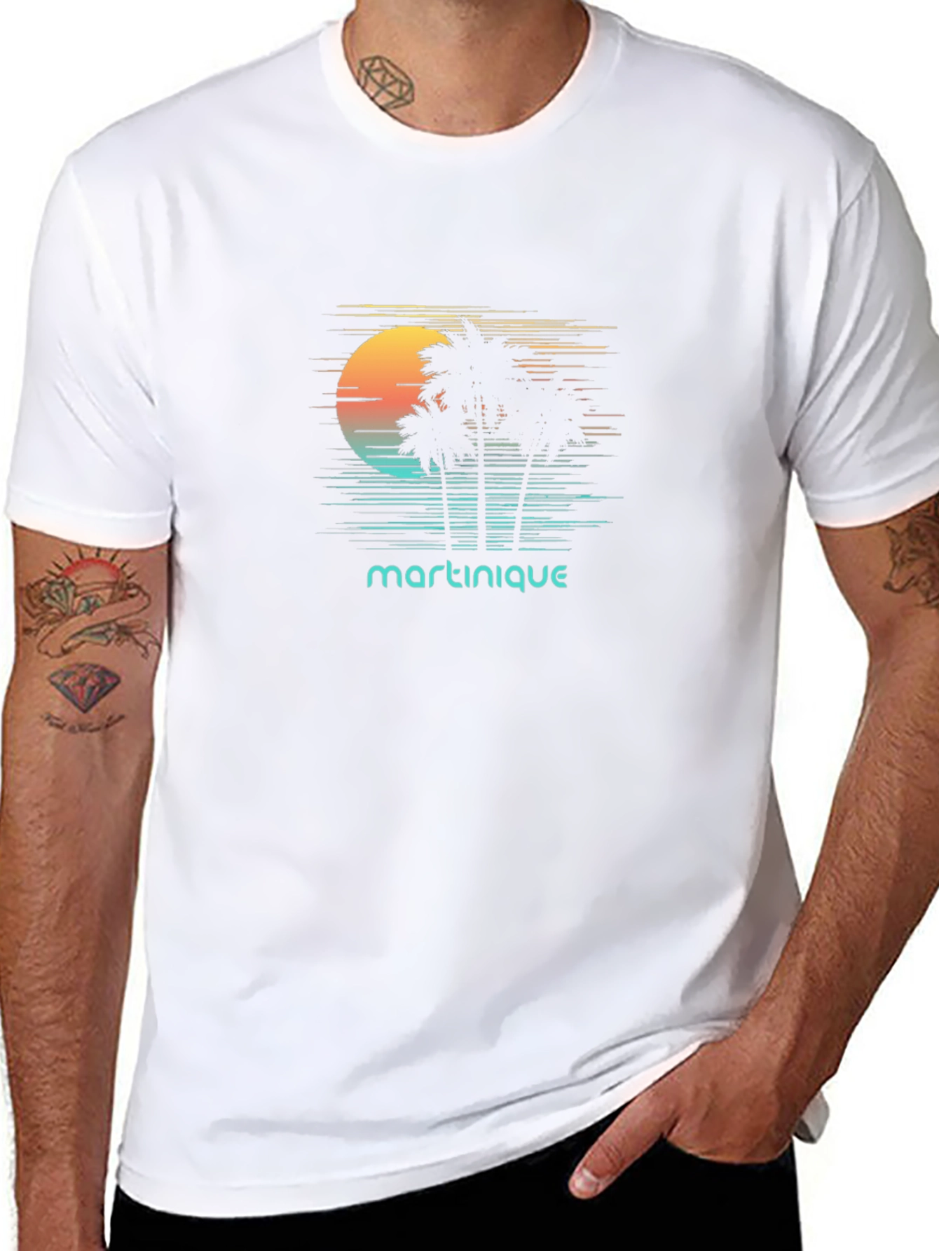 Martinique Palm Tree Sunset Graphic Tee