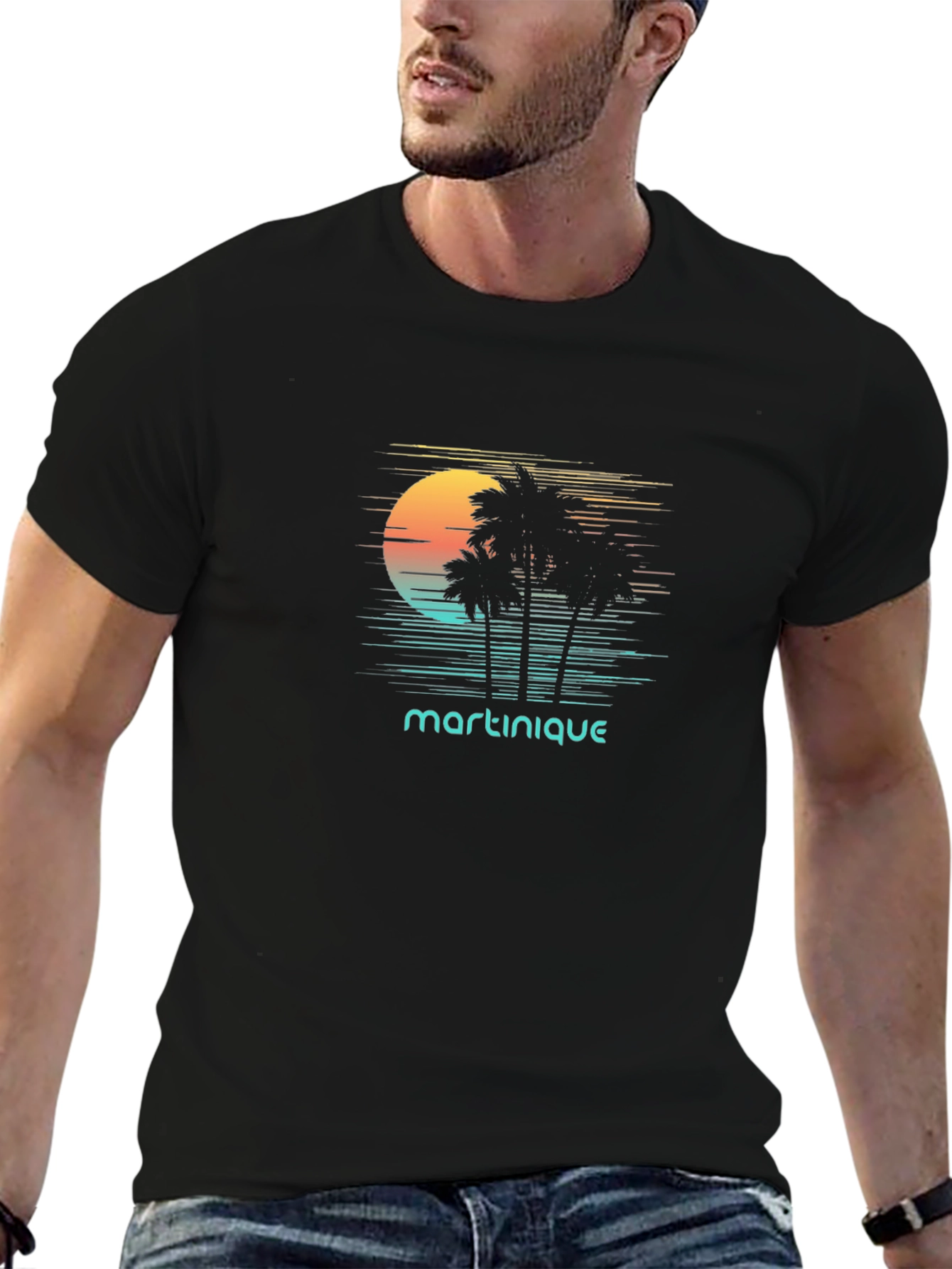 Martinique Palm Tree Sunset Graphic Tee