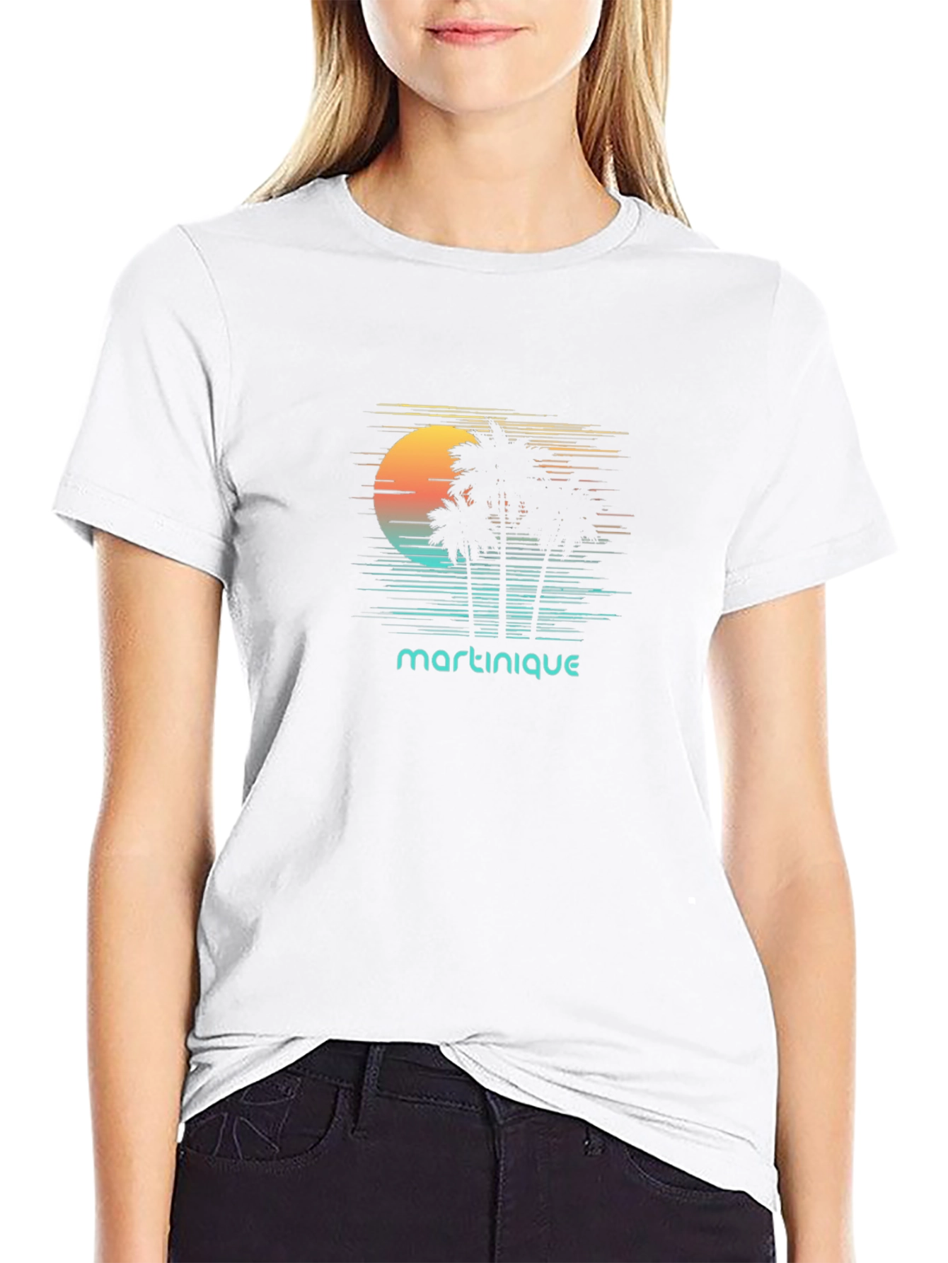 Martinique Palm Tree Sunset Graphic Tee