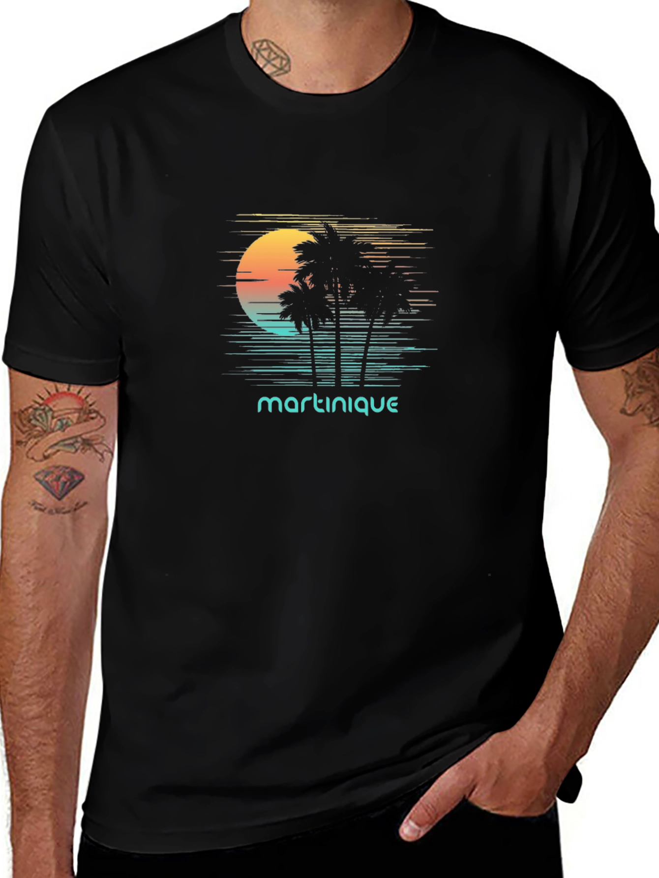Martinique Palm Tree Sunset Graphic Tee