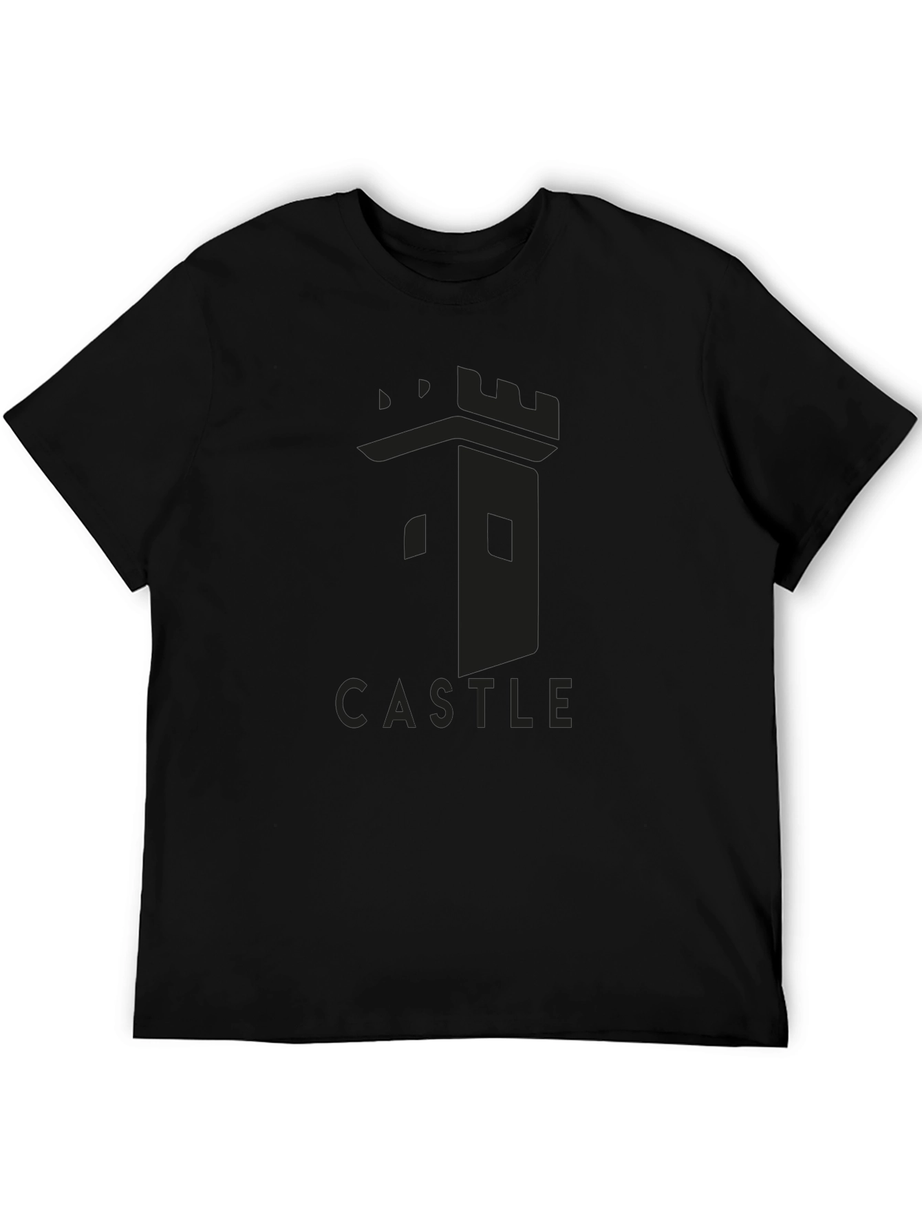 Castle Tower Graphic Tee - Black Cotton T-Shirt