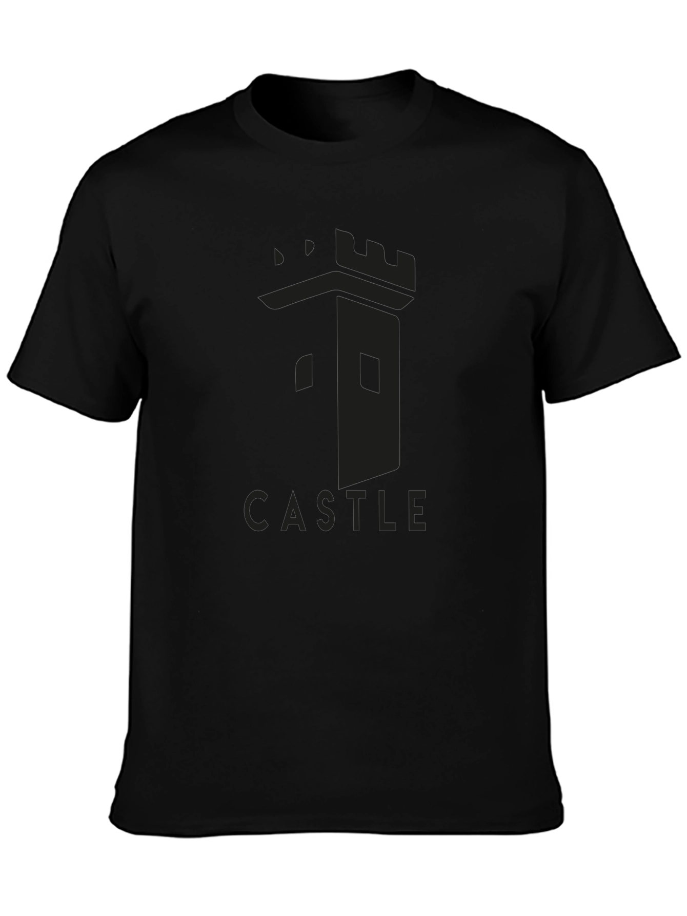 Castle Tower Graphic Tee - Black Cotton T-Shirt