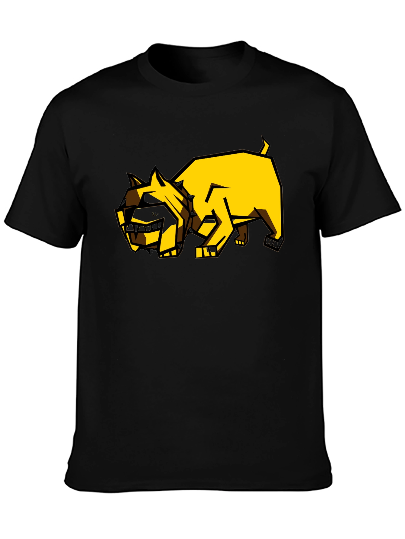 Geometric Dog Graphic Tee - Black Casual Shirt