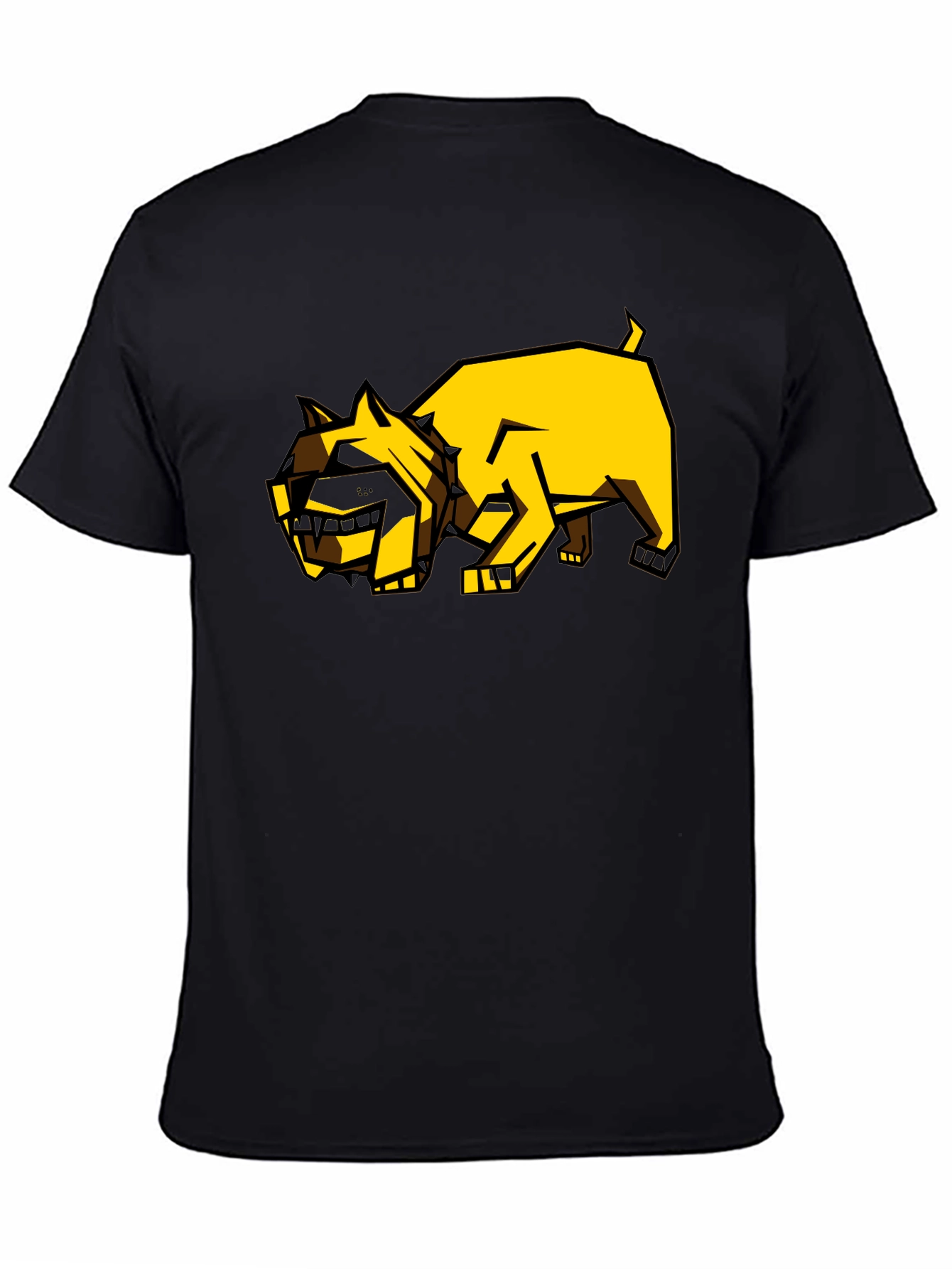 Geometric Dog Graphic Tee - Black Casual Shirt