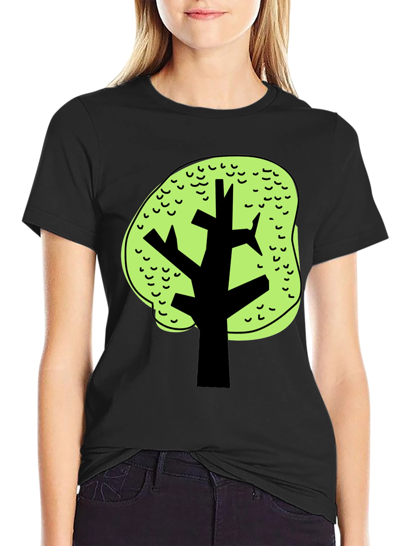 Funky Tree Graphic Black Tee