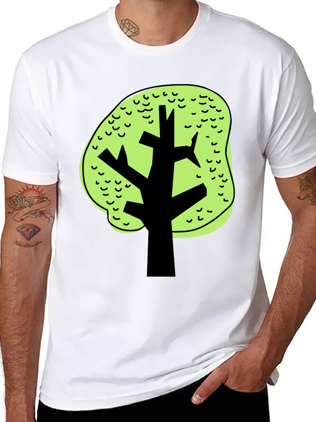 Funky Tree Graphic Black Tee