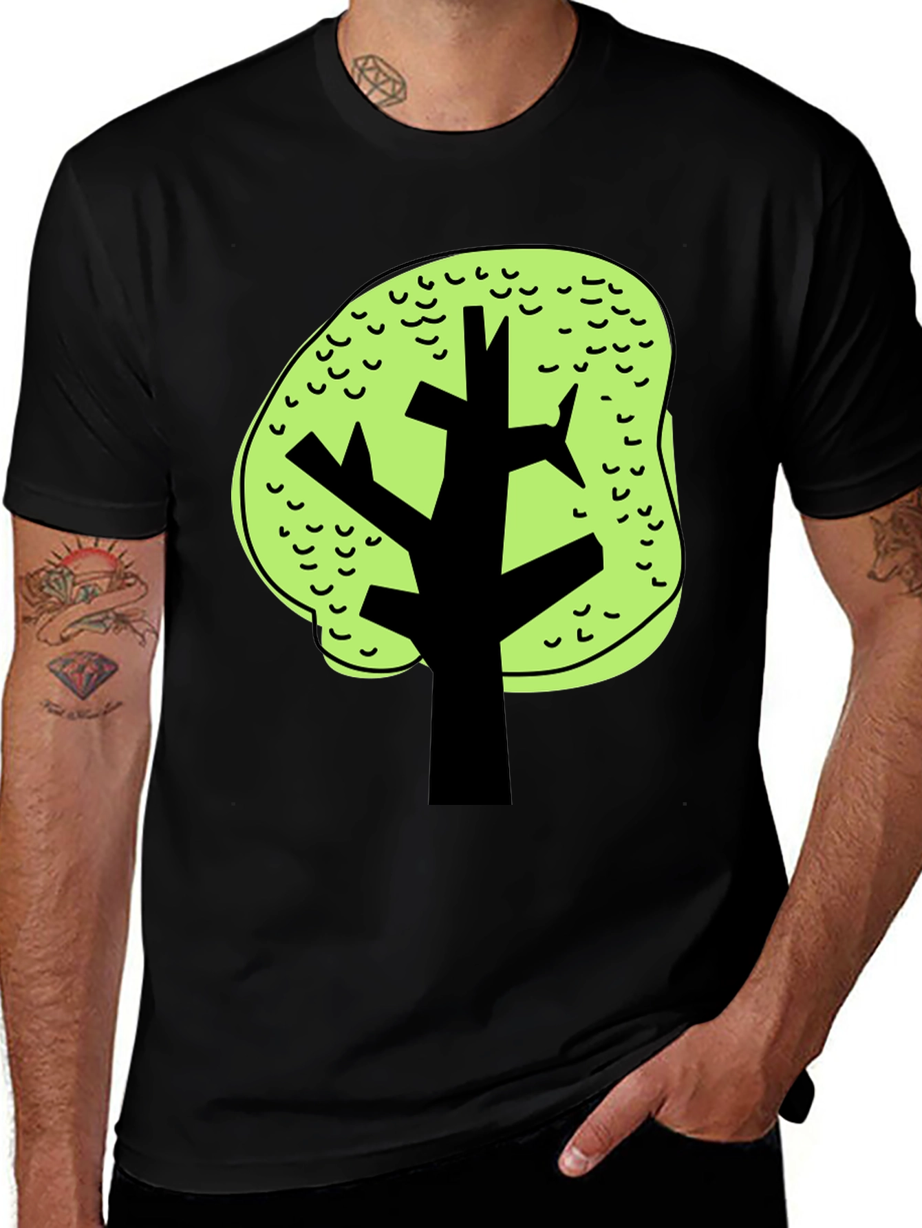 Funky Tree Graphic Black Tee