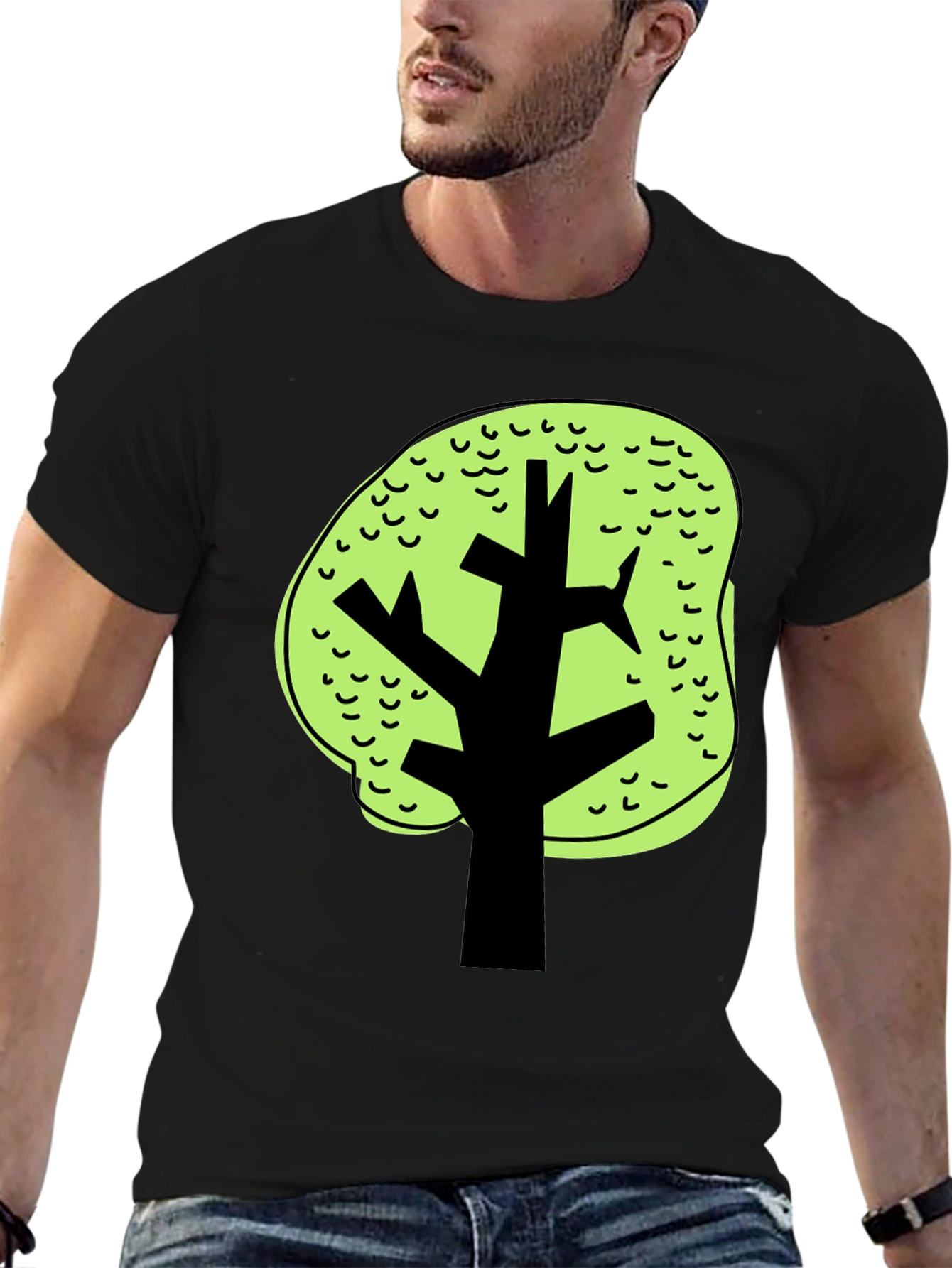 Funky Tree Graphic Black Tee