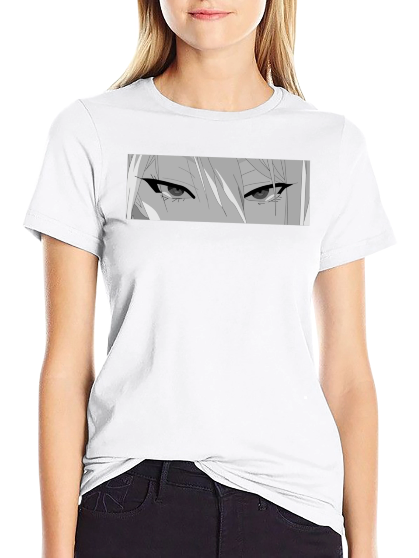 Anime Eyes Graphic Black T-Shirt