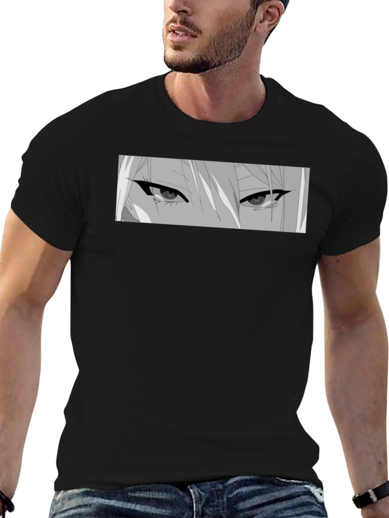 Anime Eyes Graphic Black T-Shirt