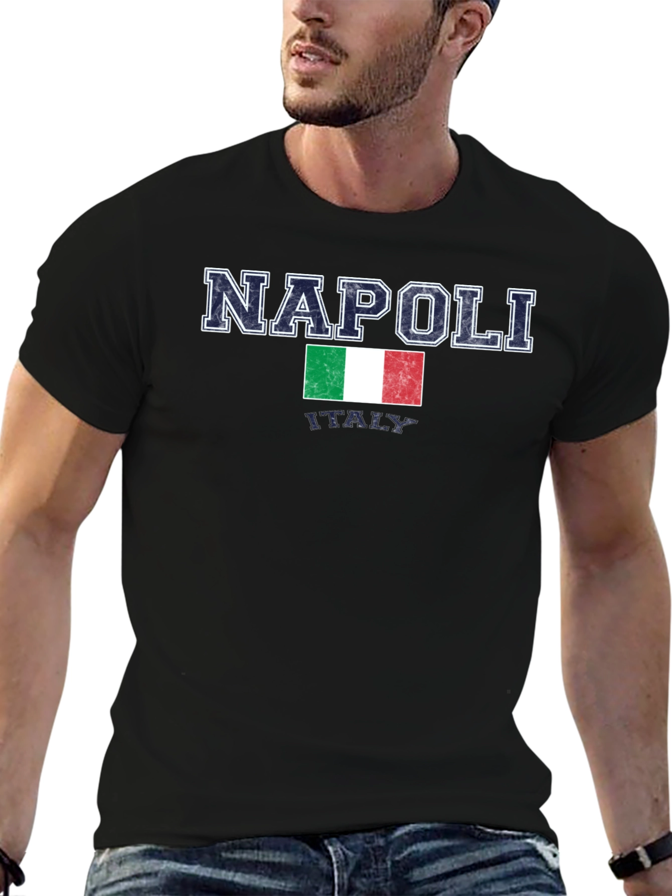 Napoli Italy Flag Graphic T-Shirt - Black