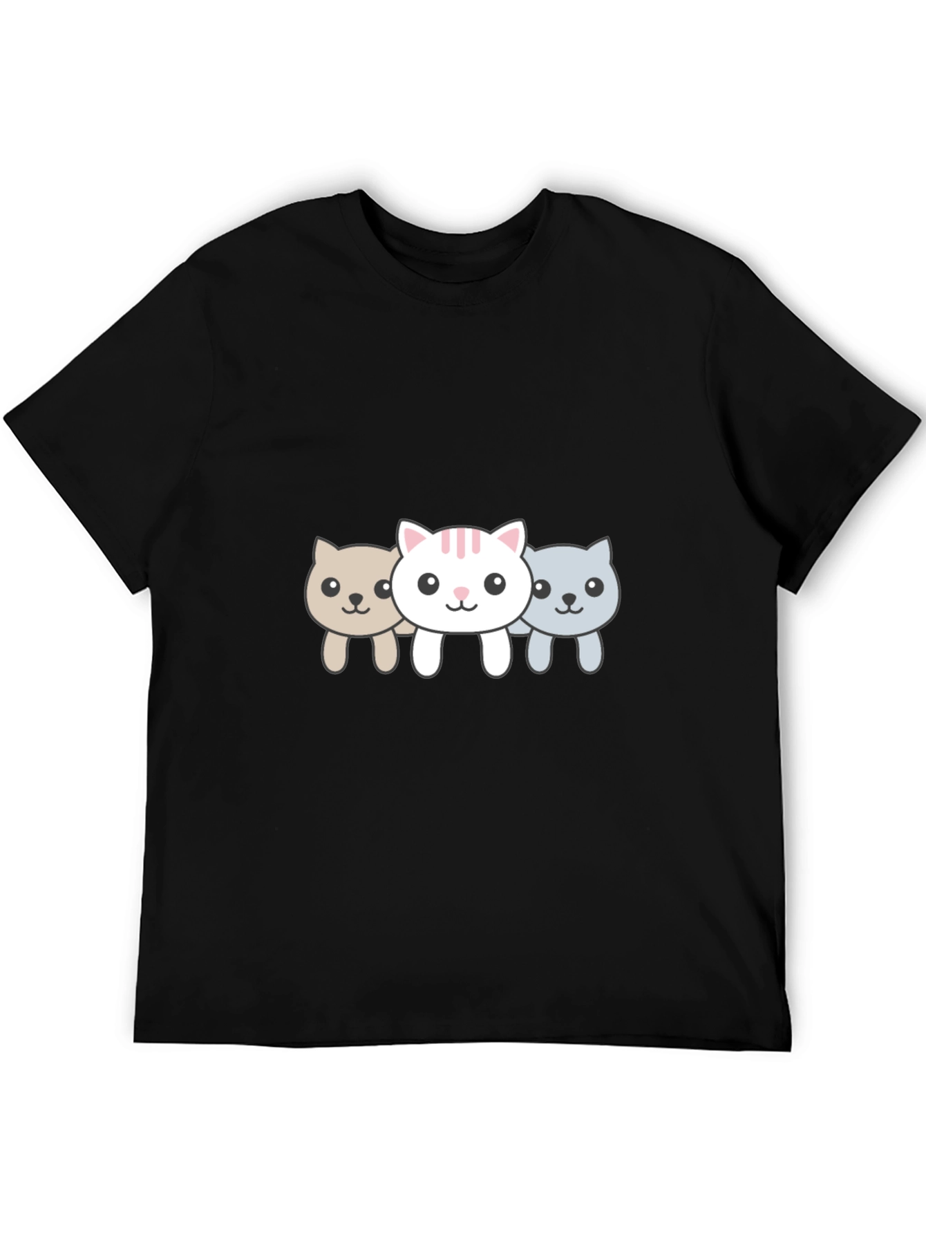 Cute Cat Trio Black Graphic Tee