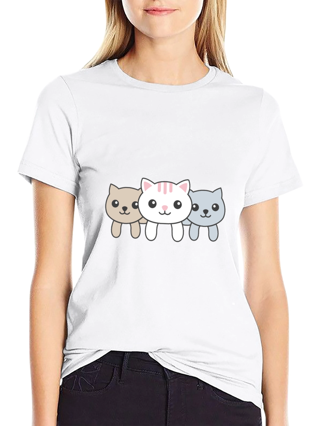 Cute Cat Trio Black Graphic Tee