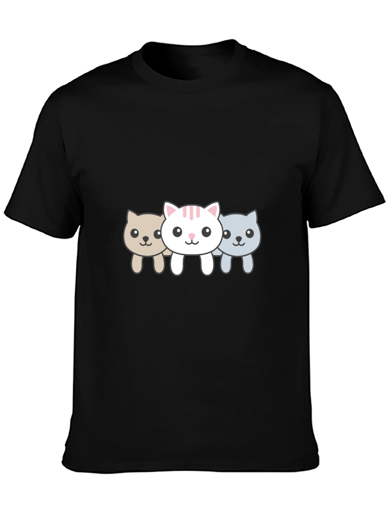 Cute Cat Trio Black Graphic Tee