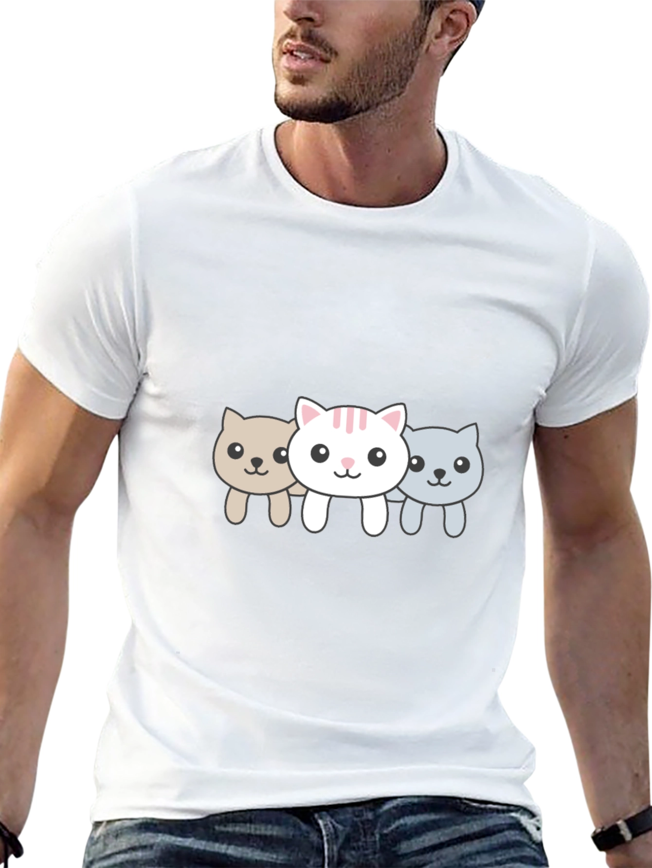 Cute Cat Trio Black Graphic Tee