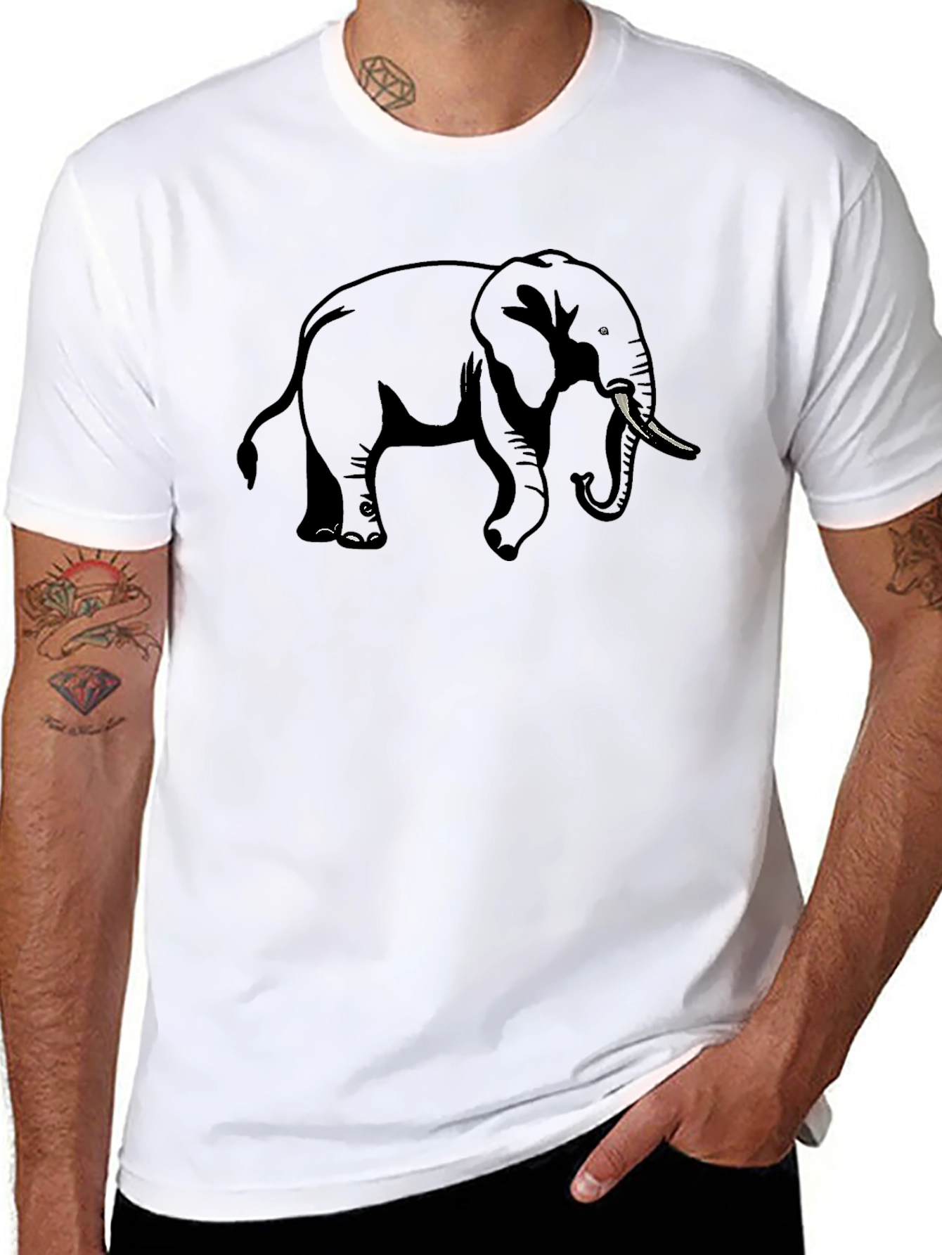 Elephant Graphic Tee - Classic Black Cotton T-Shirt