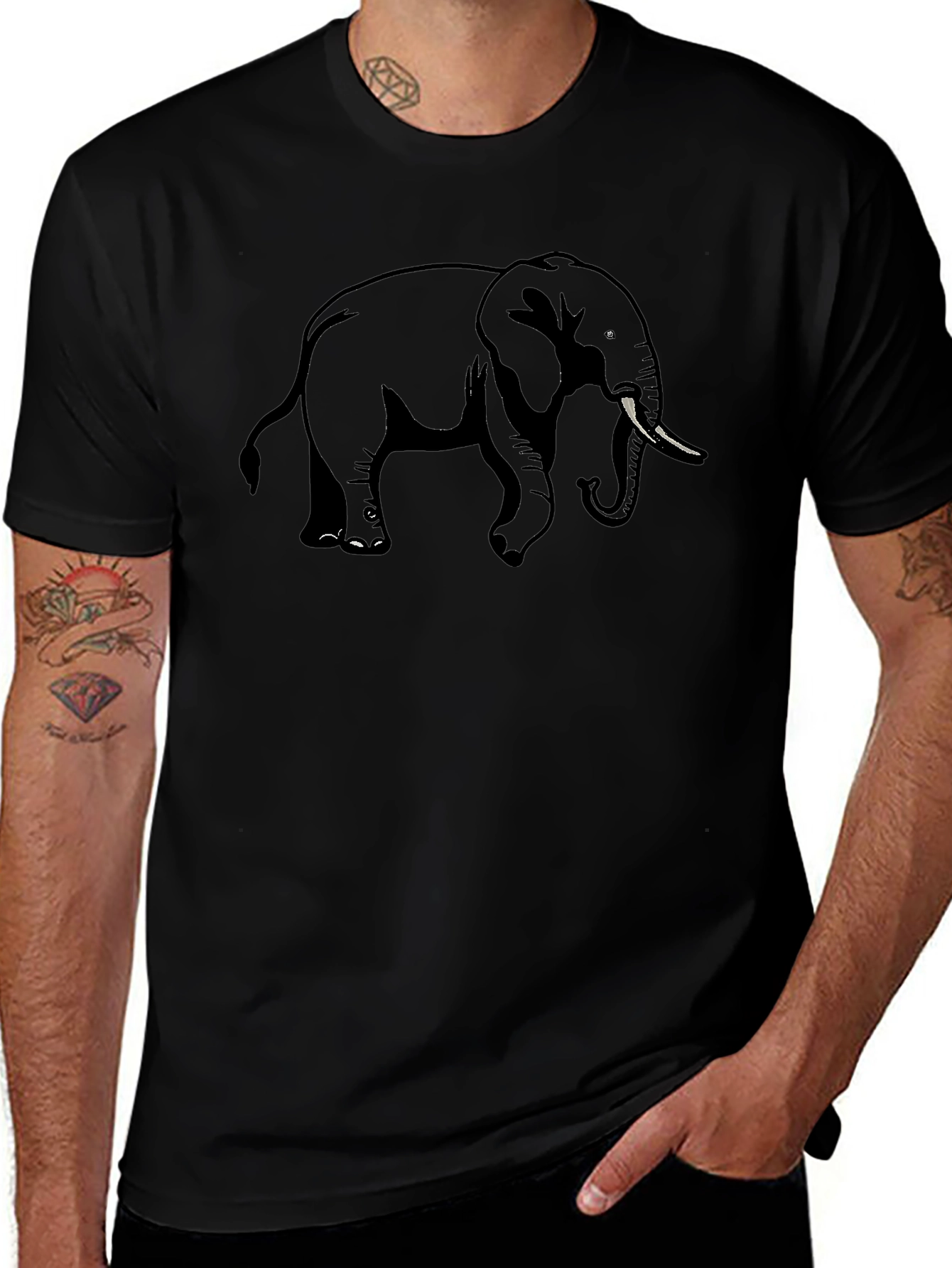 Elephant Graphic Tee - Classic Black Cotton T-Shirt