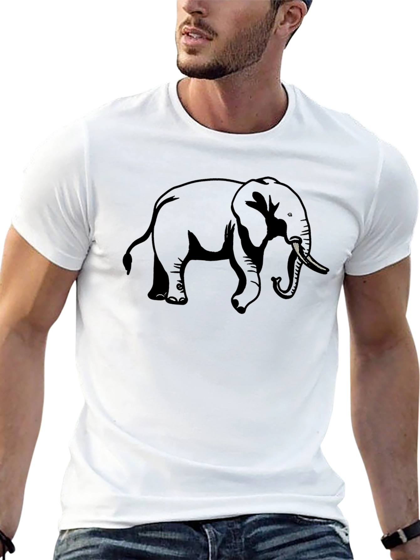 Elephant Graphic Tee - Classic Black Cotton T-Shirt