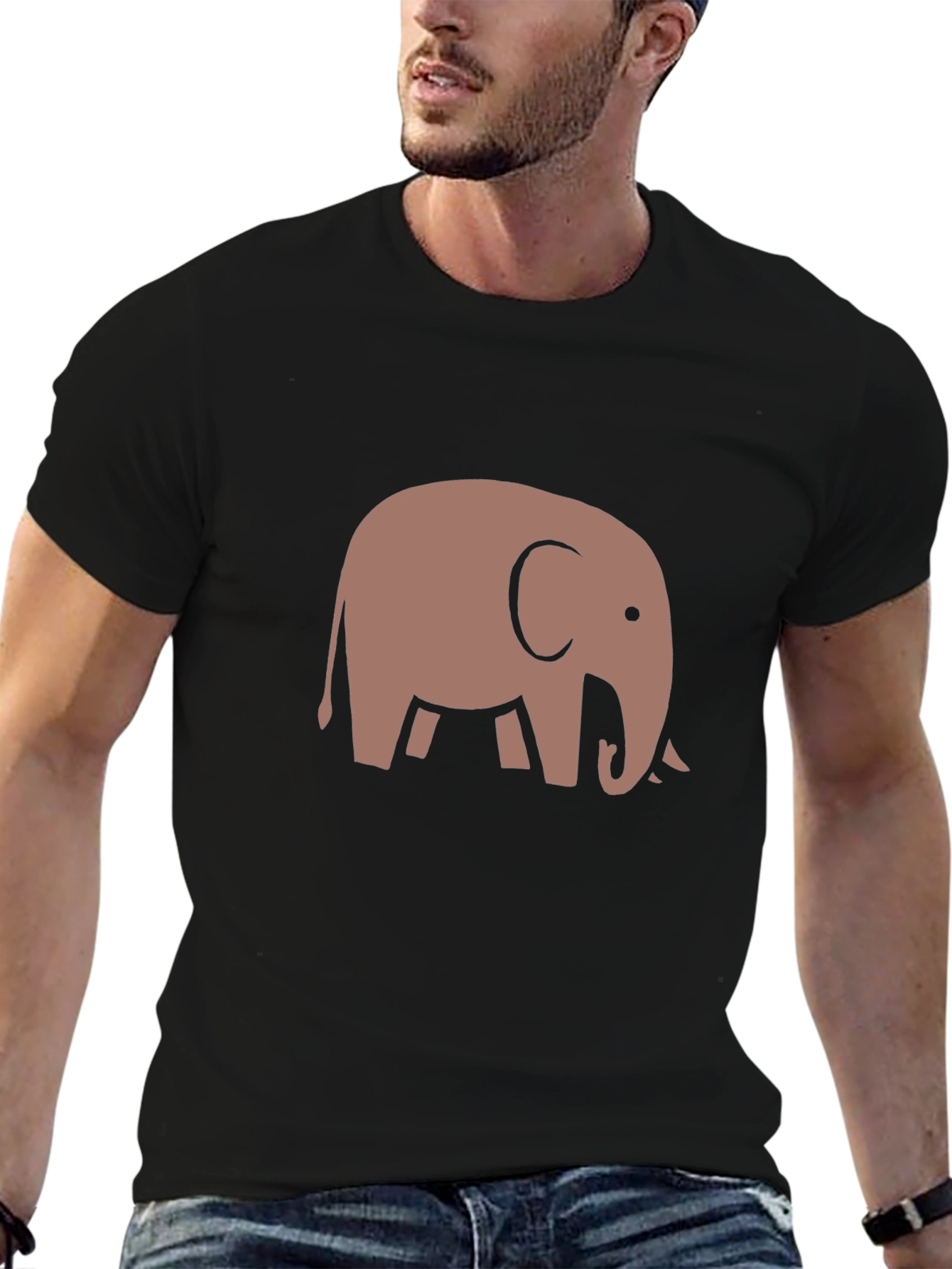 Elephant Graphic Tee - Casual Black T-Shirt