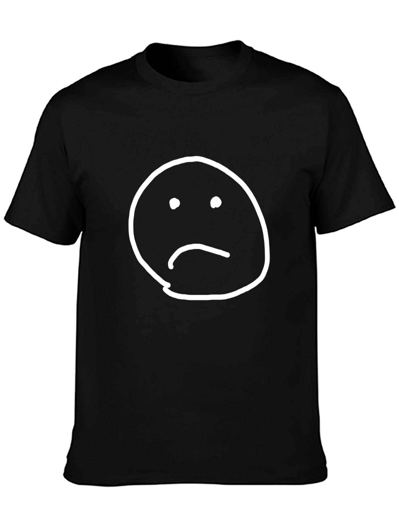 Sad Face Graphic Tee - Black Cotton T-Shirt