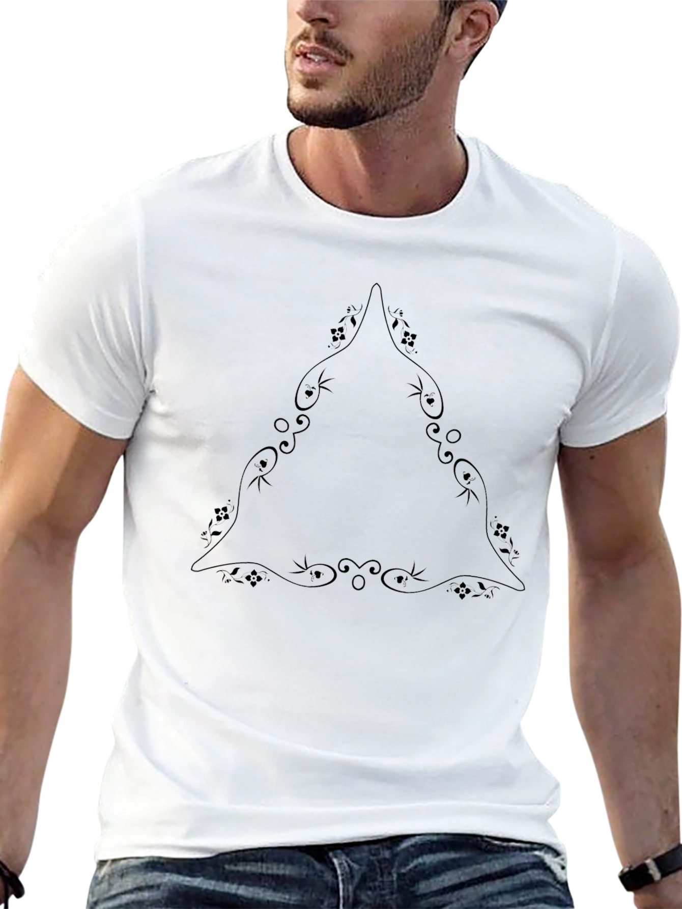 Black T-Shirt with Elegant Triangle Design