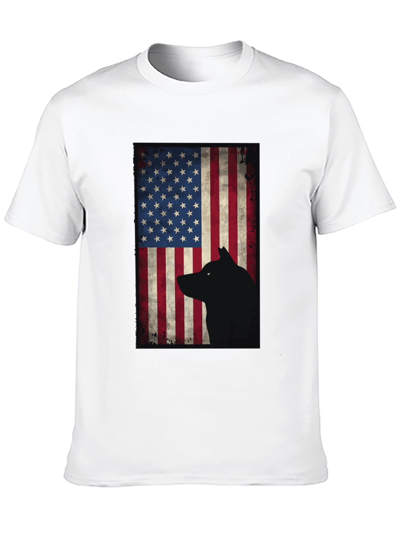 American Flag Wolf Graphic Tee - Black