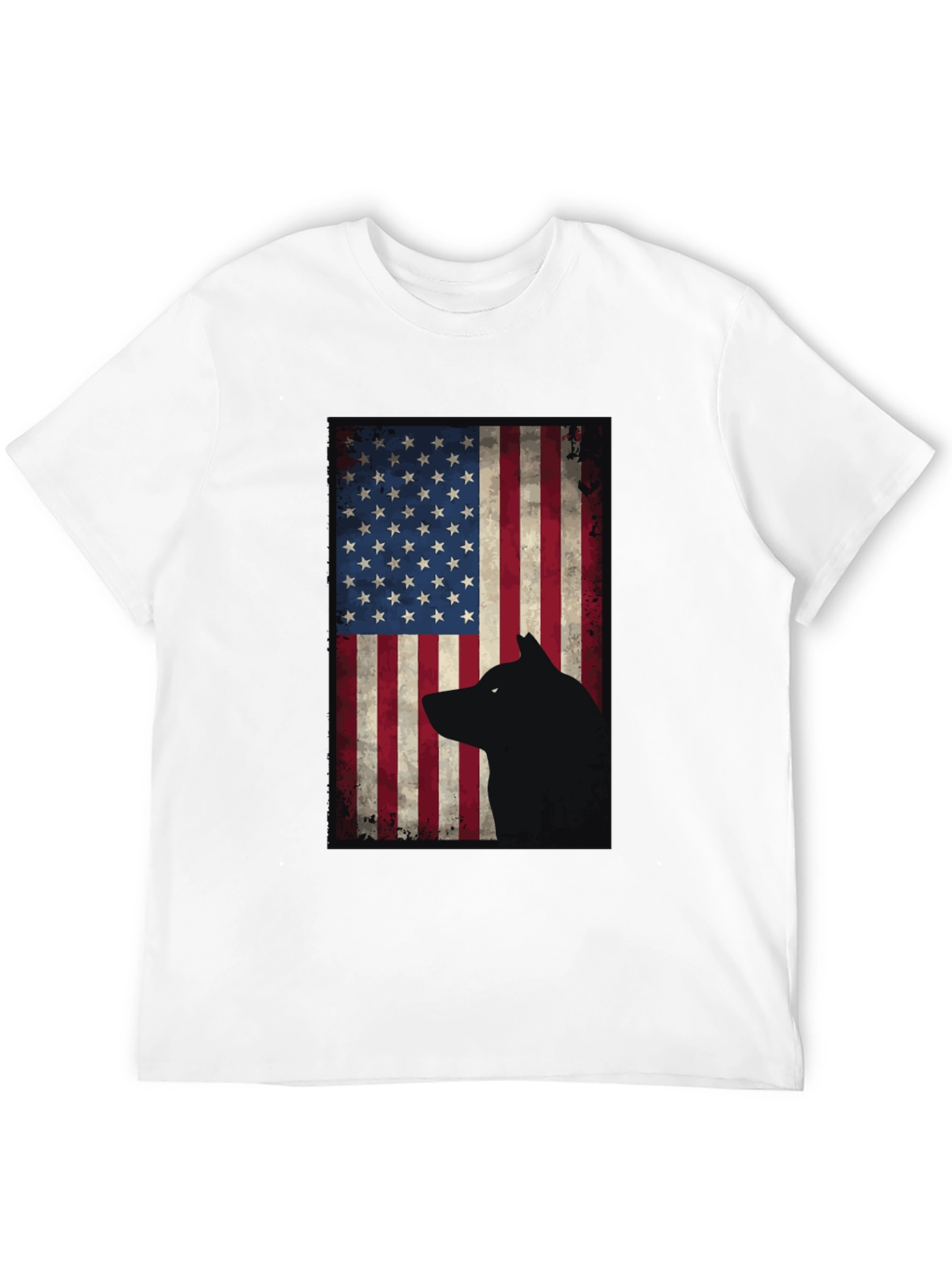 American Flag Wolf Graphic Tee - Black