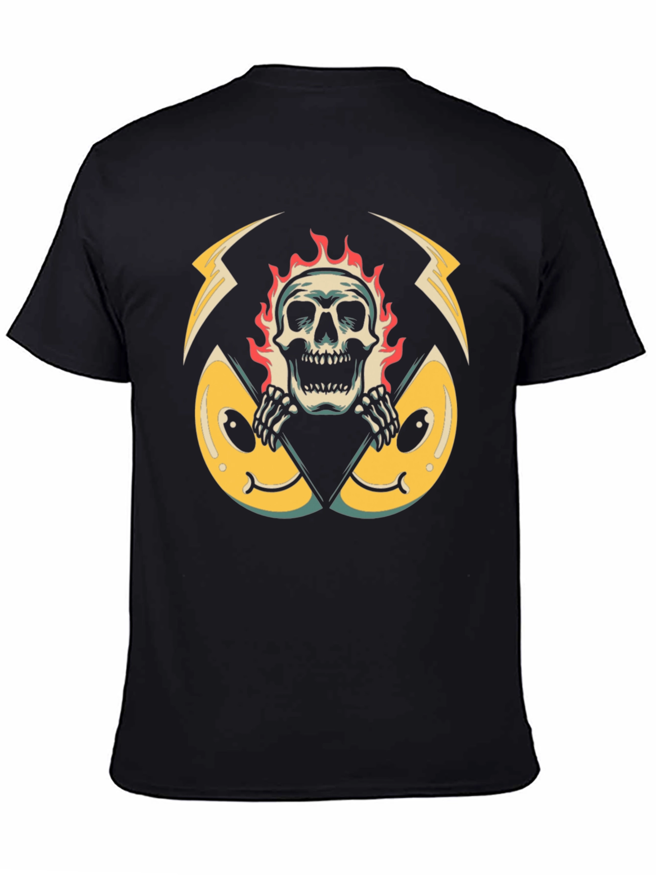 Fiery Skull Graphic Black T-Shirt