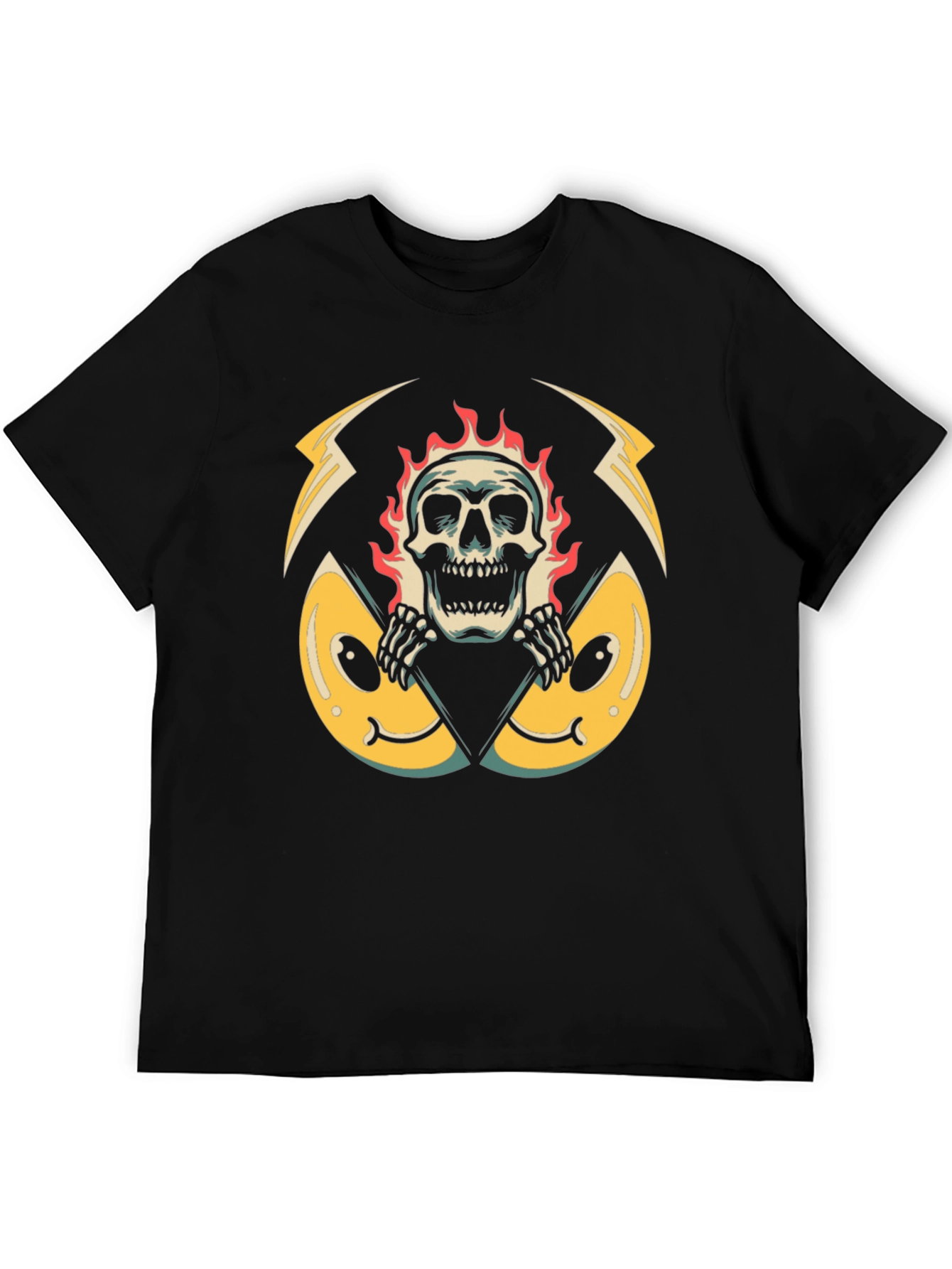 Fiery Skull Graphic Black T-Shirt