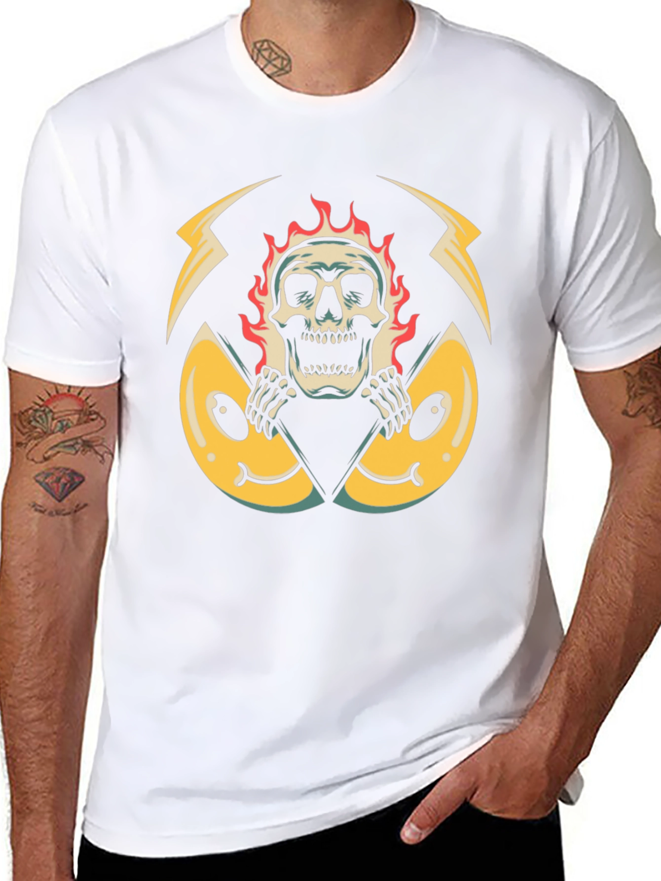 Fiery Skull Graphic Black T-Shirt