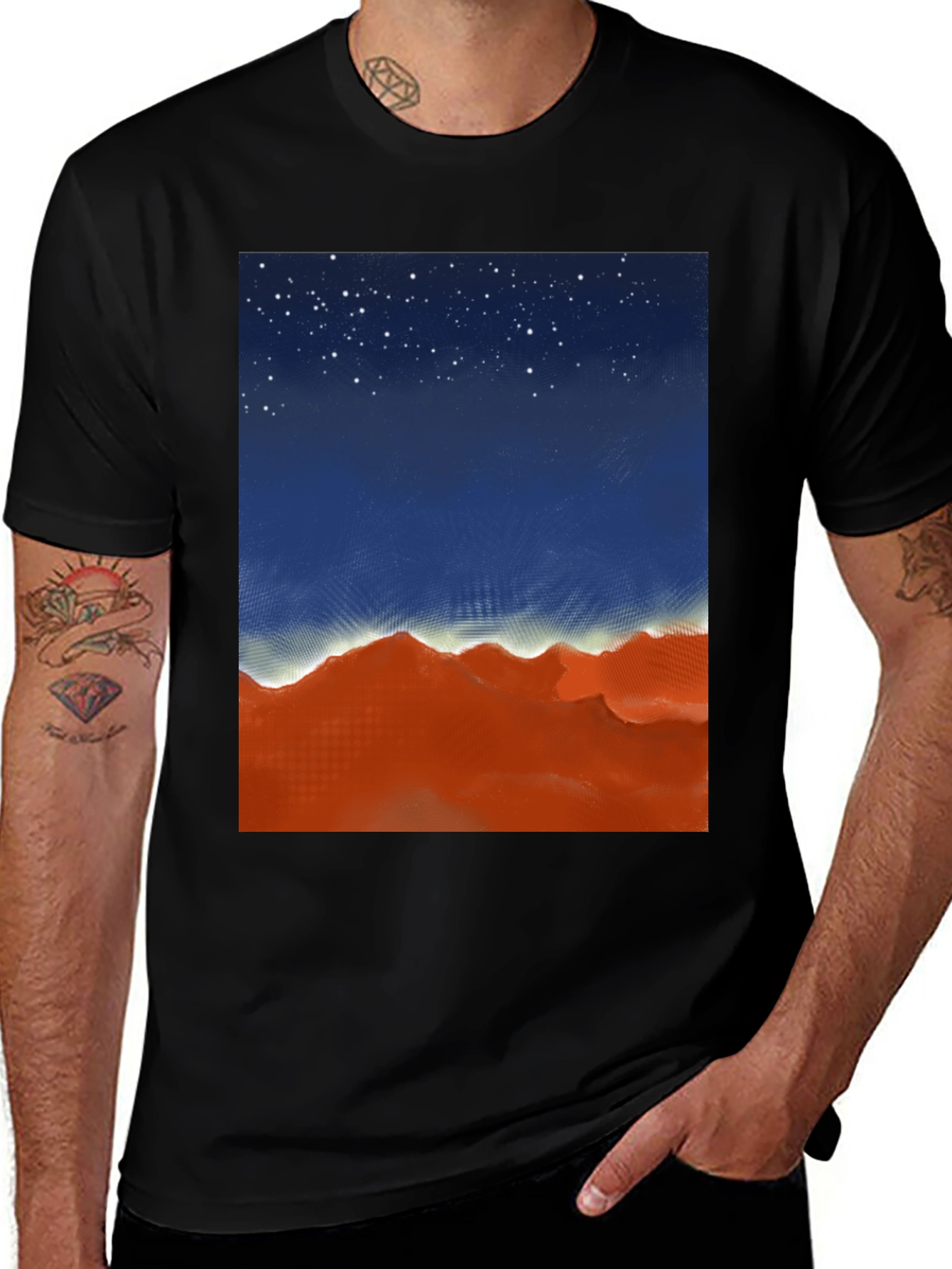 Night Sky Over Desert Graphic Tee
