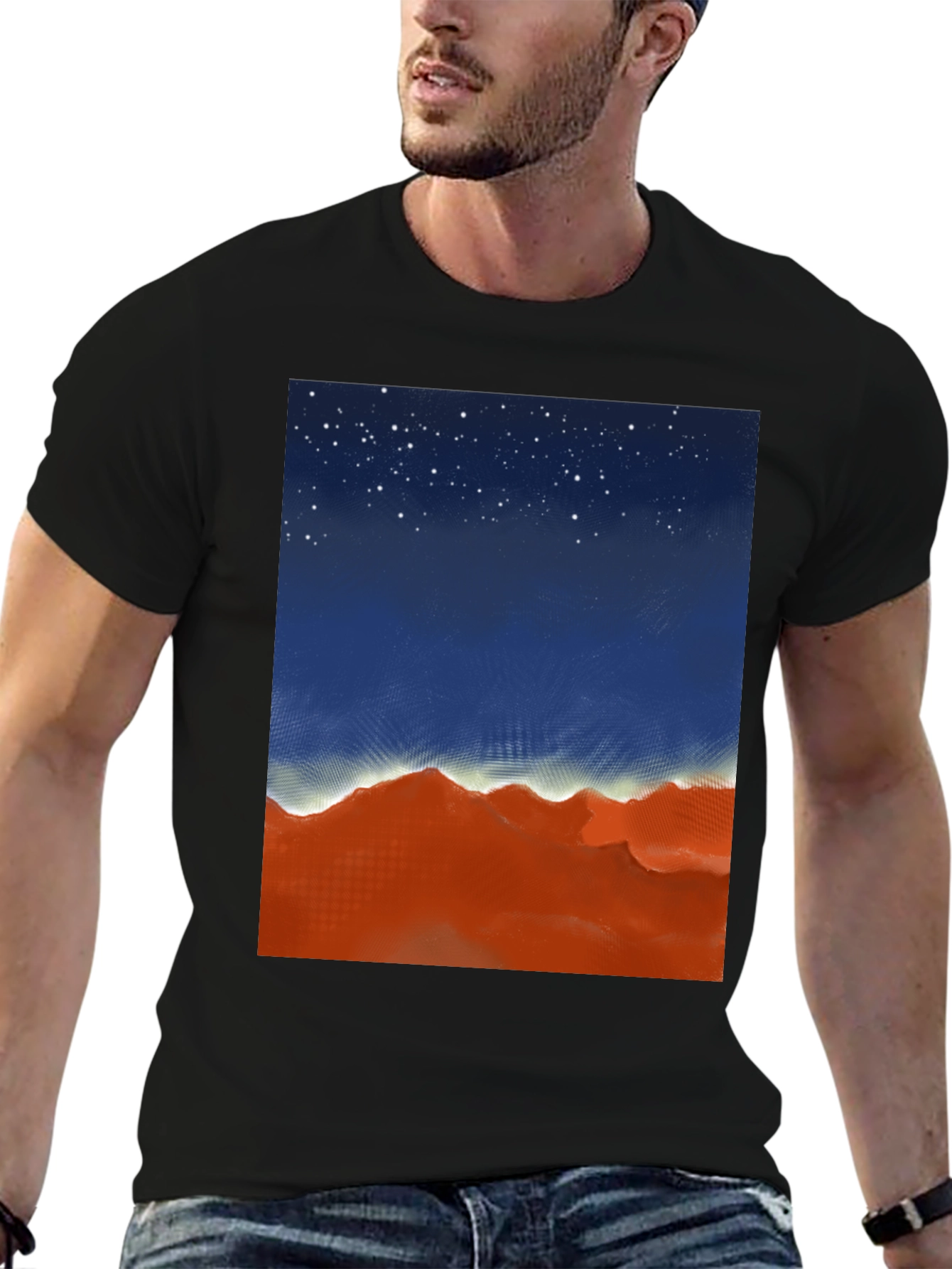 Night Sky Over Desert Graphic Tee