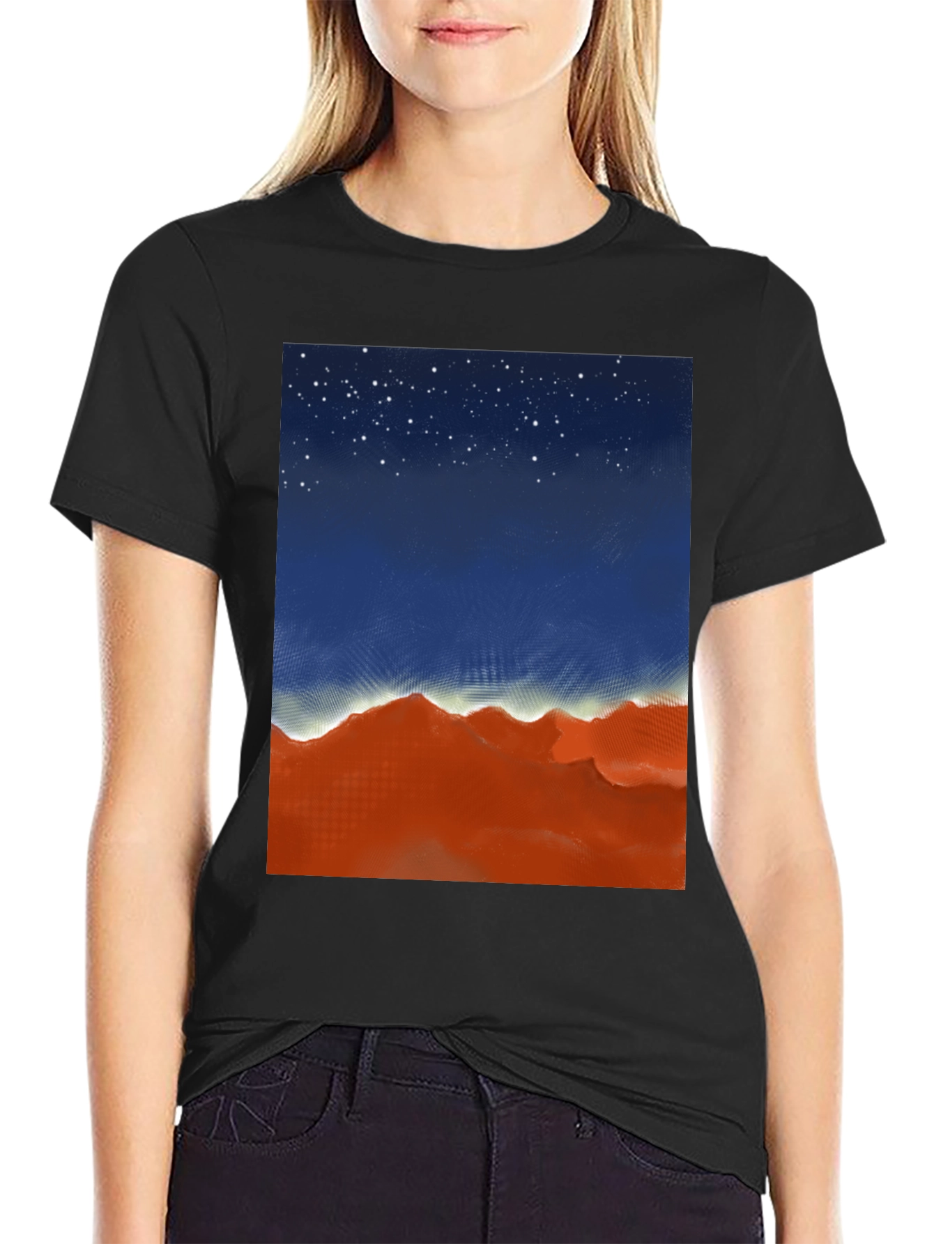 Night Sky Over Desert Graphic Tee