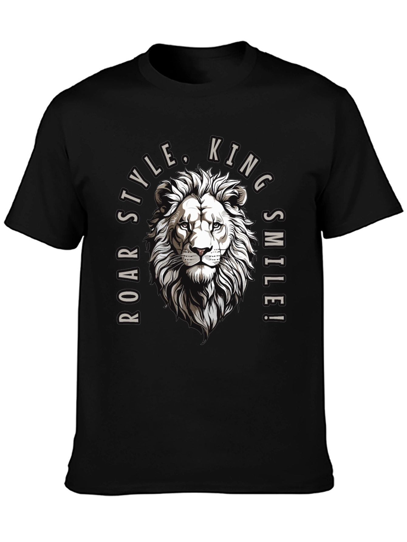Roar Style King Lion Graphic Black T-Shirt