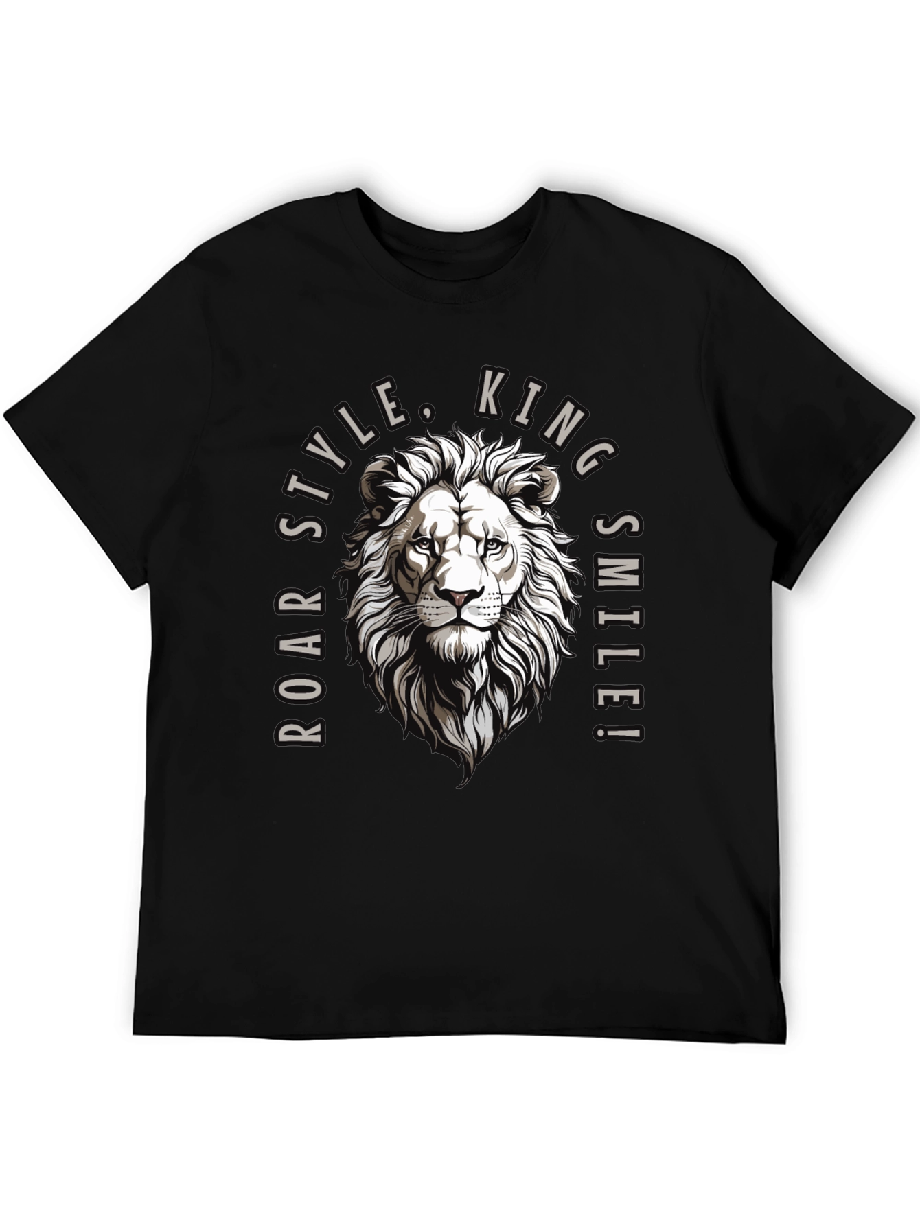 Roar Style King Lion Graphic Black T-Shirt